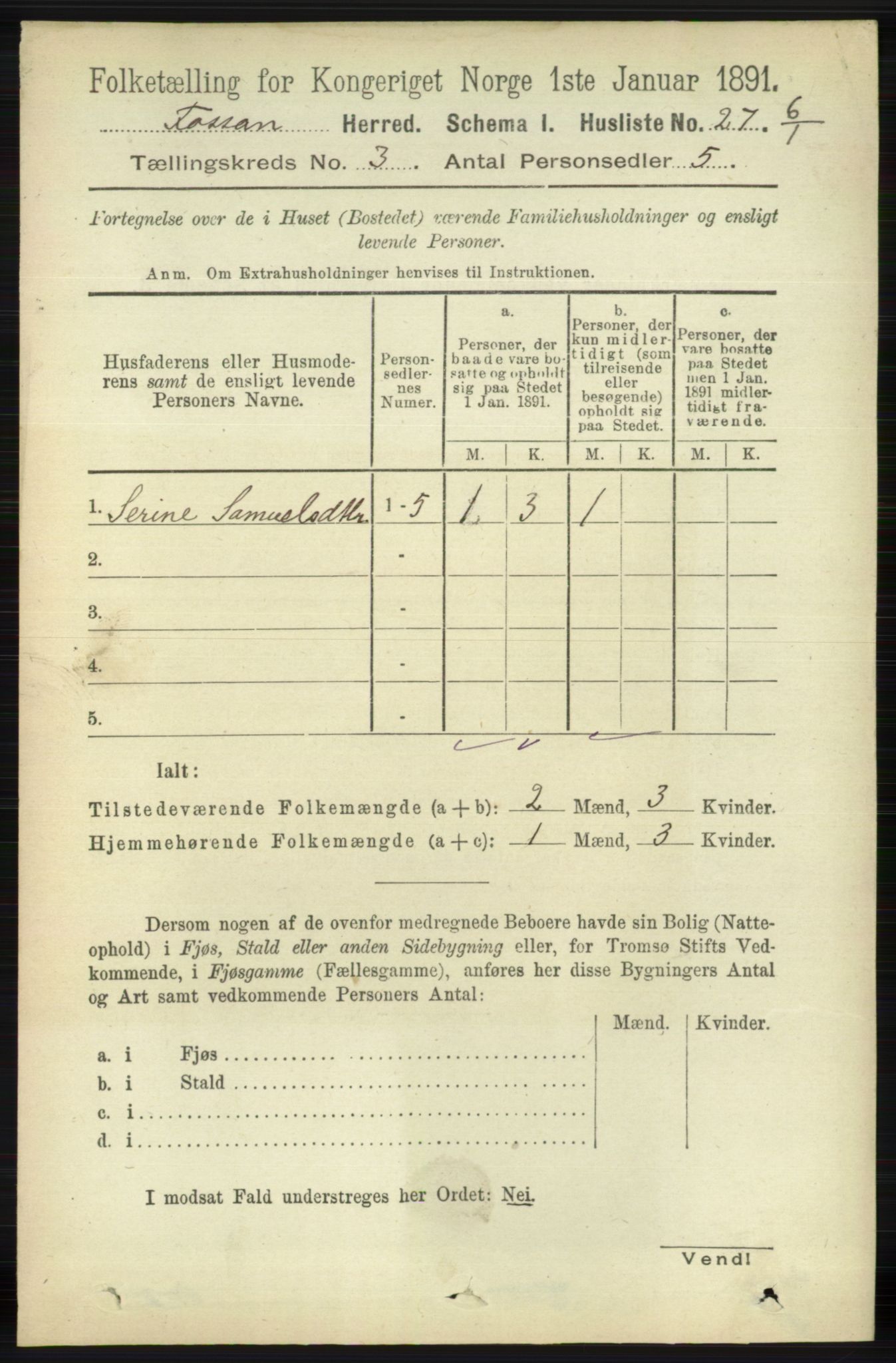 RA, 1891 census for 1129 Forsand, 1891, p. 325