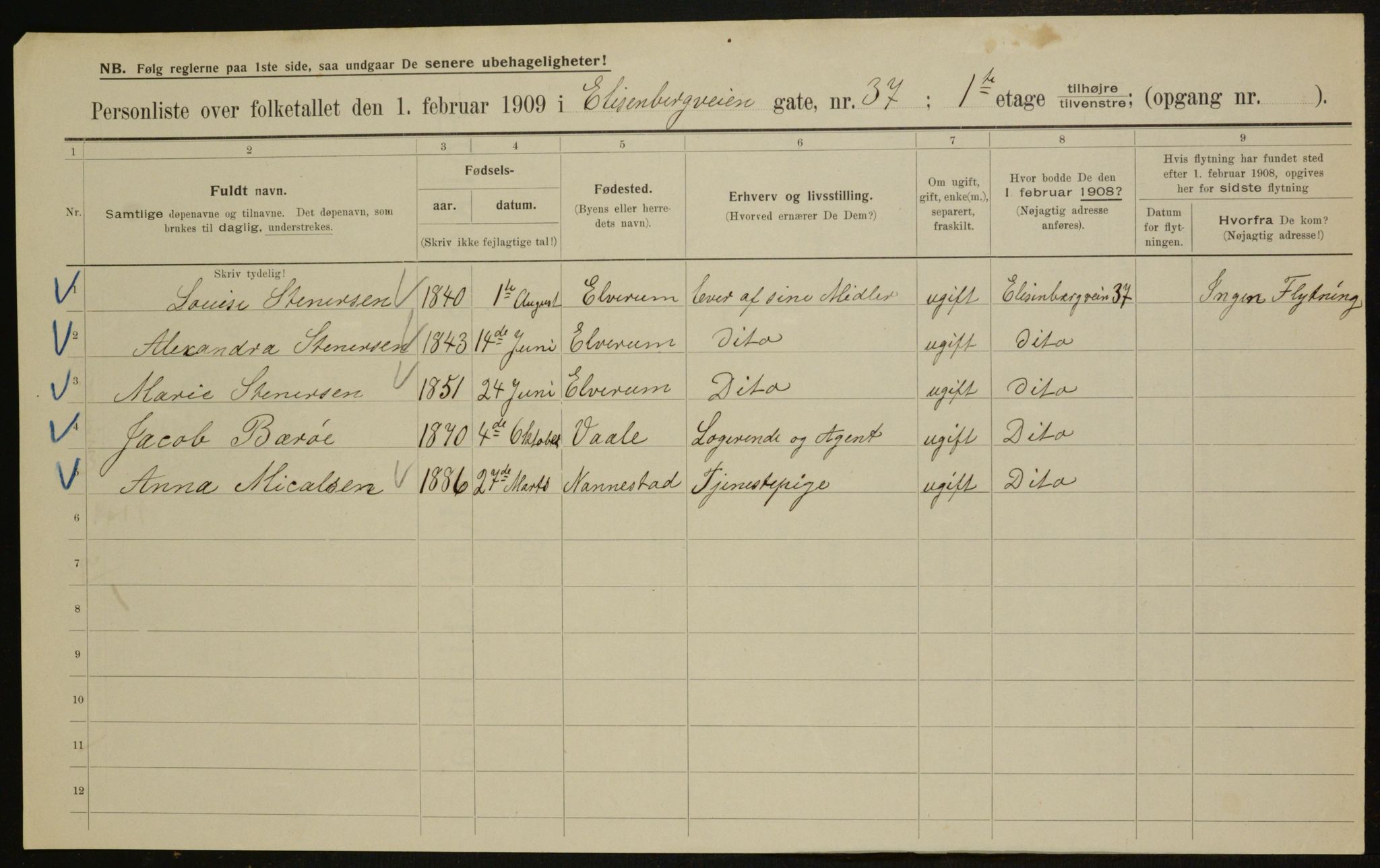 OBA, Municipal Census 1909 for Kristiania, 1909, p. 18799