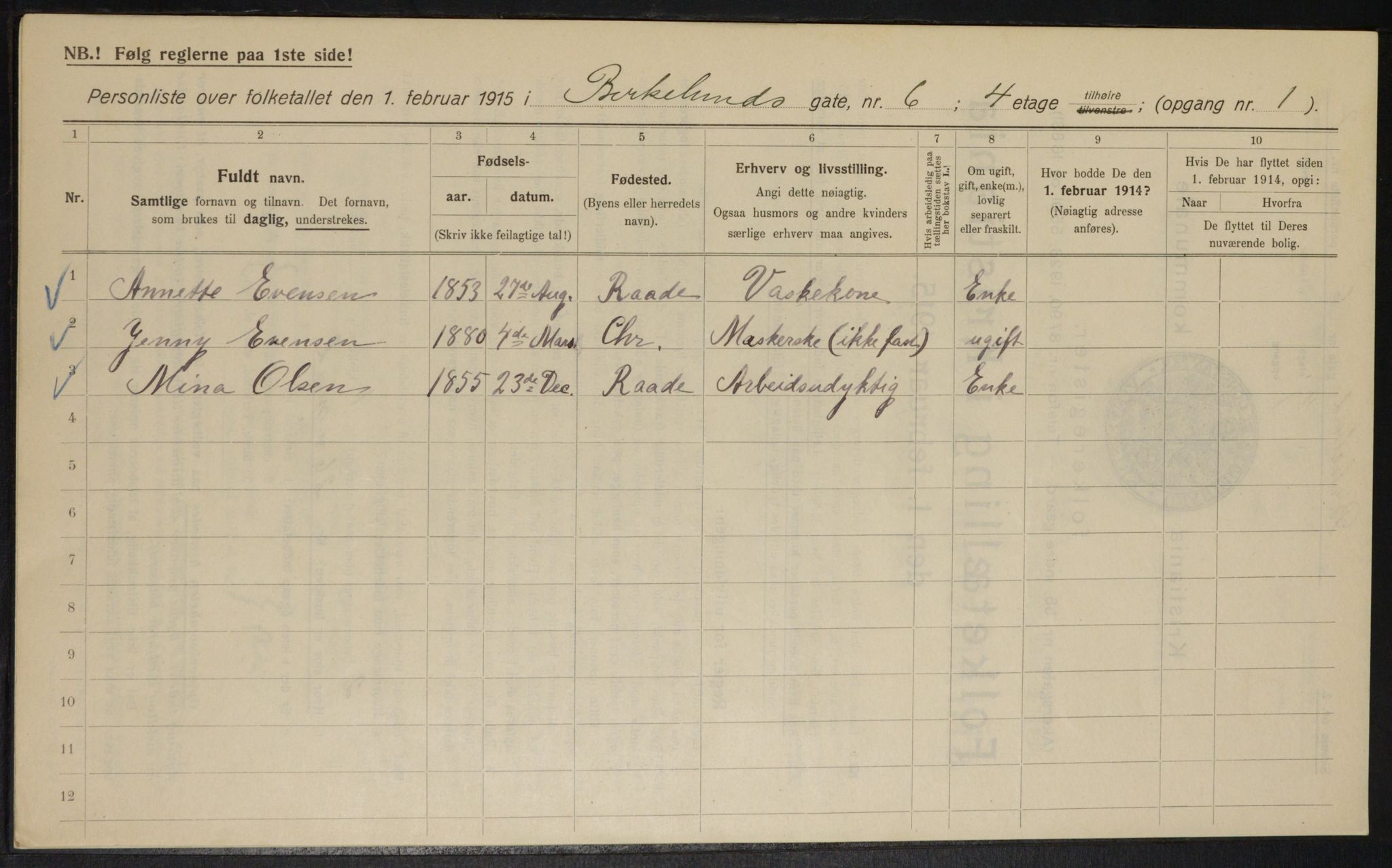 OBA, Municipal Census 1915 for Kristiania, 1915, p. 5210