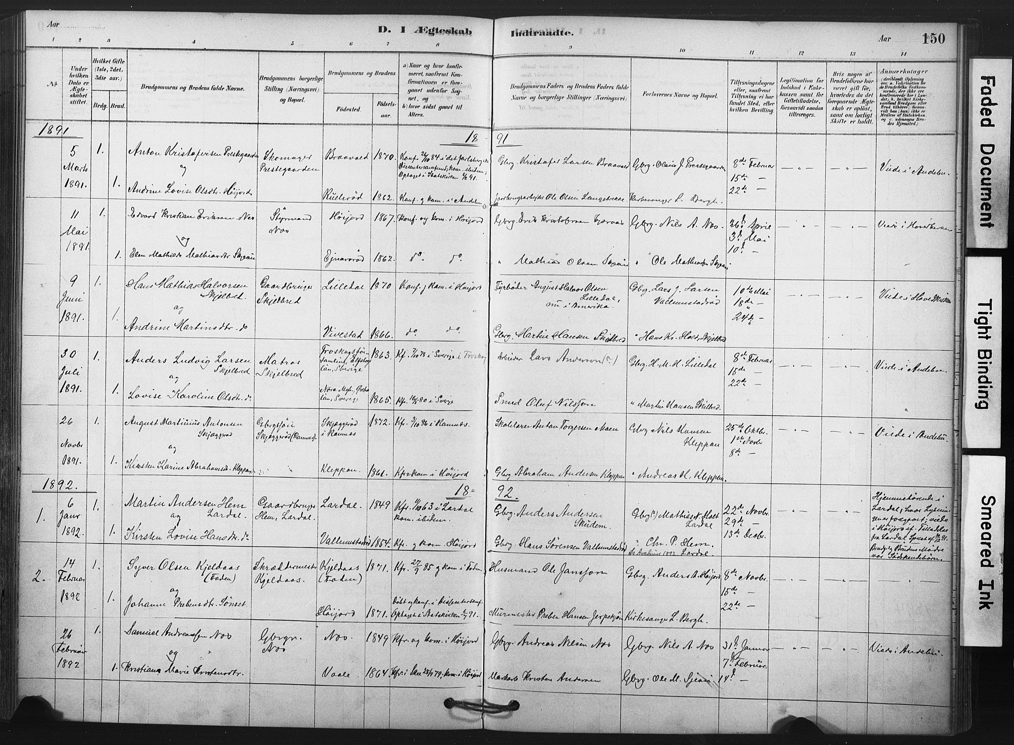 Andebu kirkebøker, SAKO/A-336/F/Fa/L0009: Parish register (official) no. 9, 1878-1909, p. 150