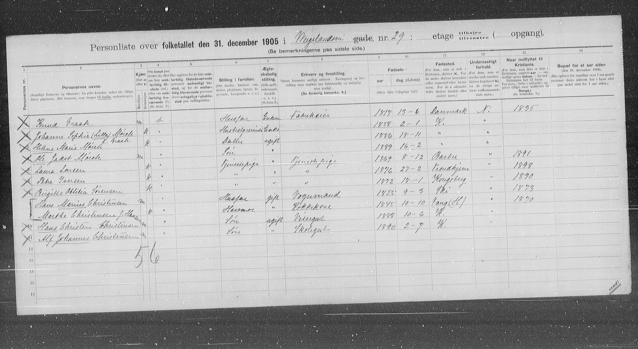 OBA, Municipal Census 1905 for Kristiania, 1905, p. 67240