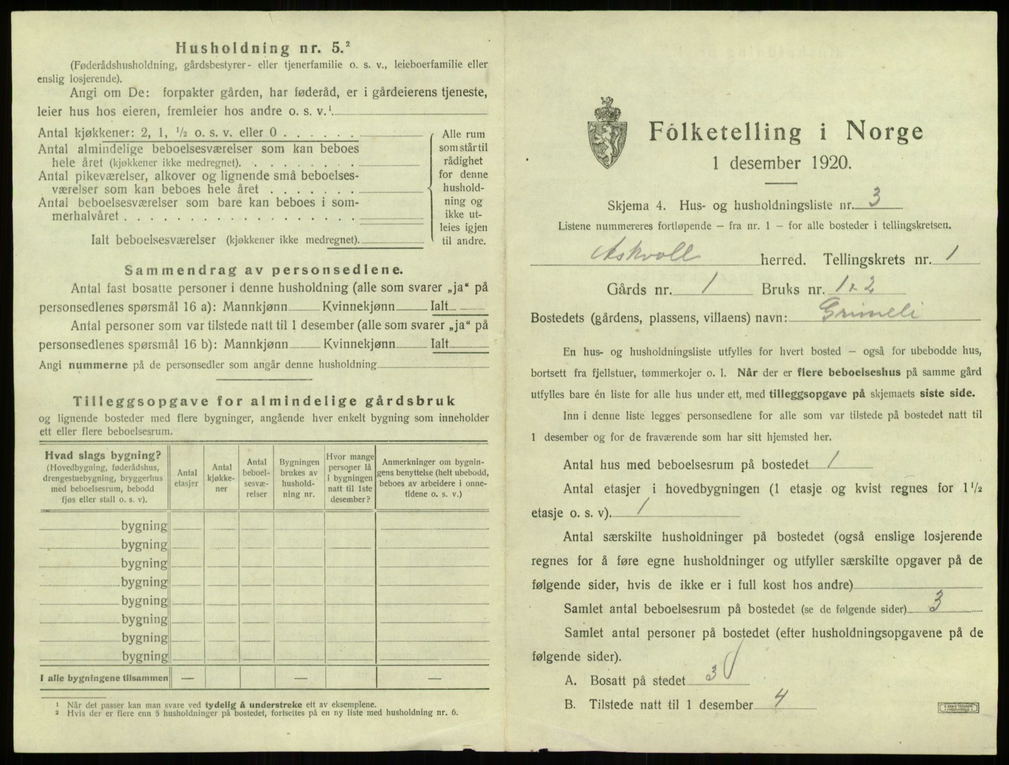 SAB, 1920 census for Askvoll, 1920, p. 77