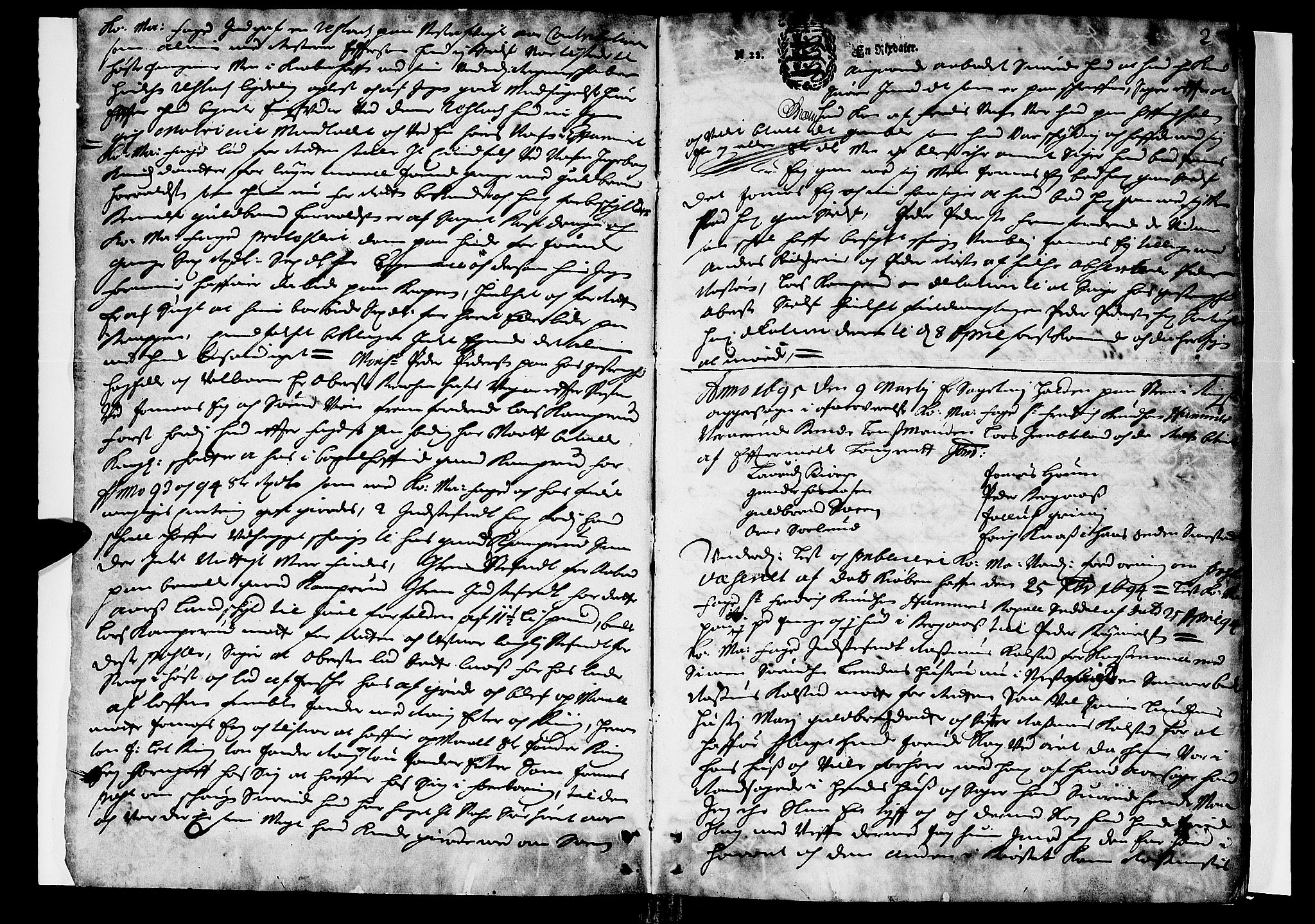Hedemarken sorenskriveri, AV/SAH-TING-034/G/Gb/L0023: Tingbok, 1695-1696, p. 1b-2a