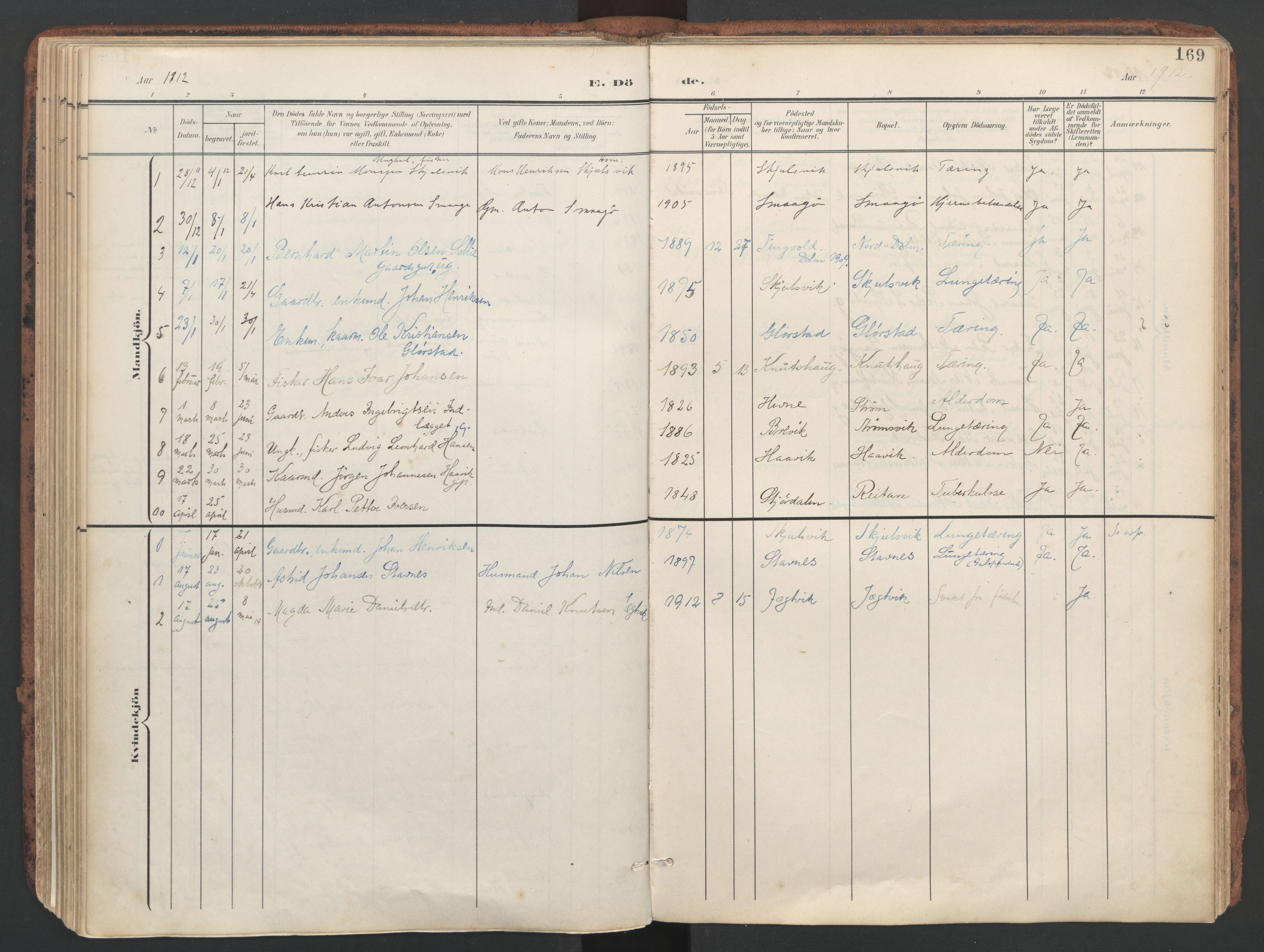 Ministerialprotokoller, klokkerbøker og fødselsregistre - Sør-Trøndelag, SAT/A-1456/634/L0537: Parish register (official) no. 634A13, 1896-1922, p. 169