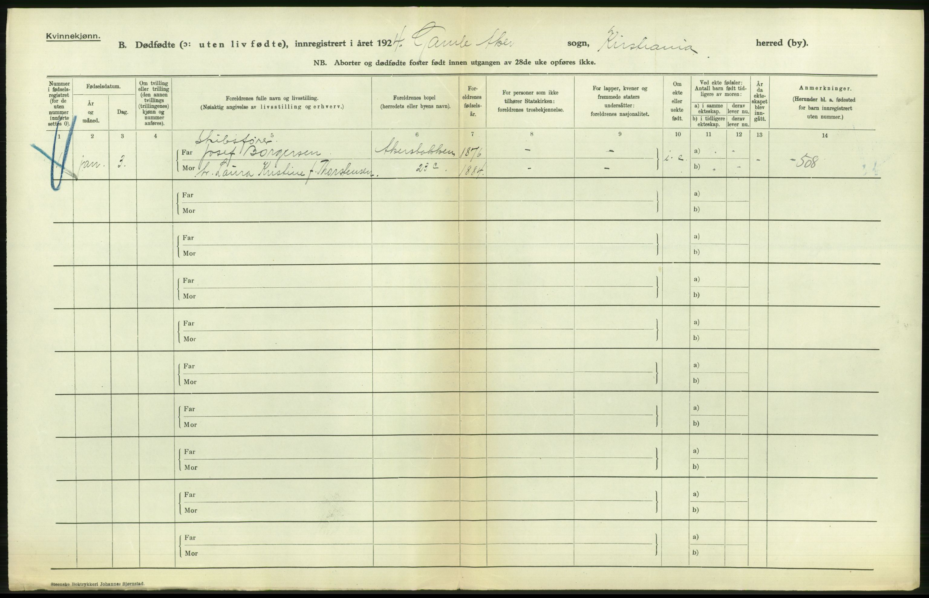 Statistisk sentralbyrå, Sosiodemografiske emner, Befolkning, AV/RA-S-2228/D/Df/Dfc/Dfcd/L0009: Kristiania: Døde kvinner, dødfødte, 1924, p. 700