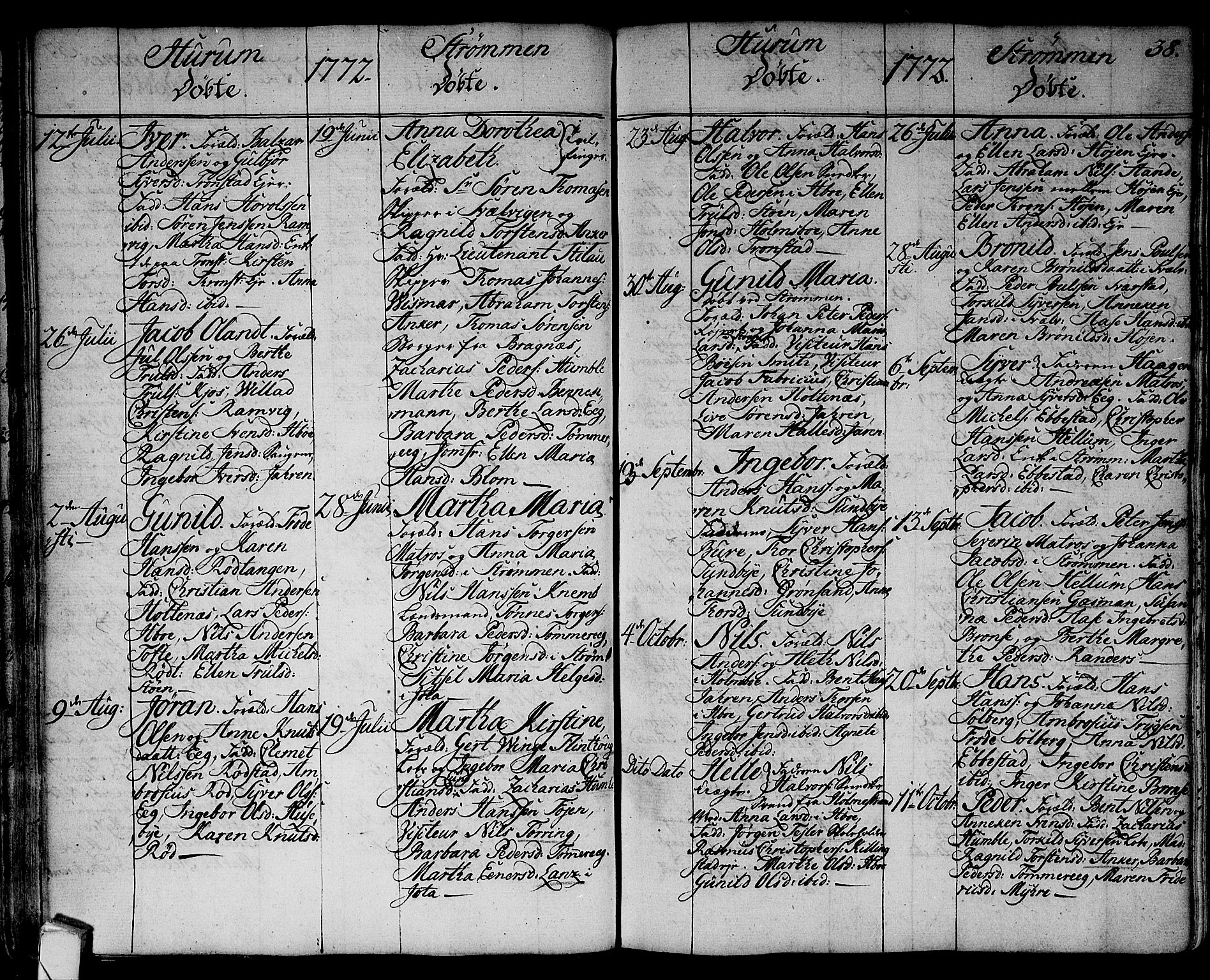 Hurum kirkebøker, SAKO/A-229/F/Fa/L0007: Parish register (official) no. 7, 1771-1810, p. 38