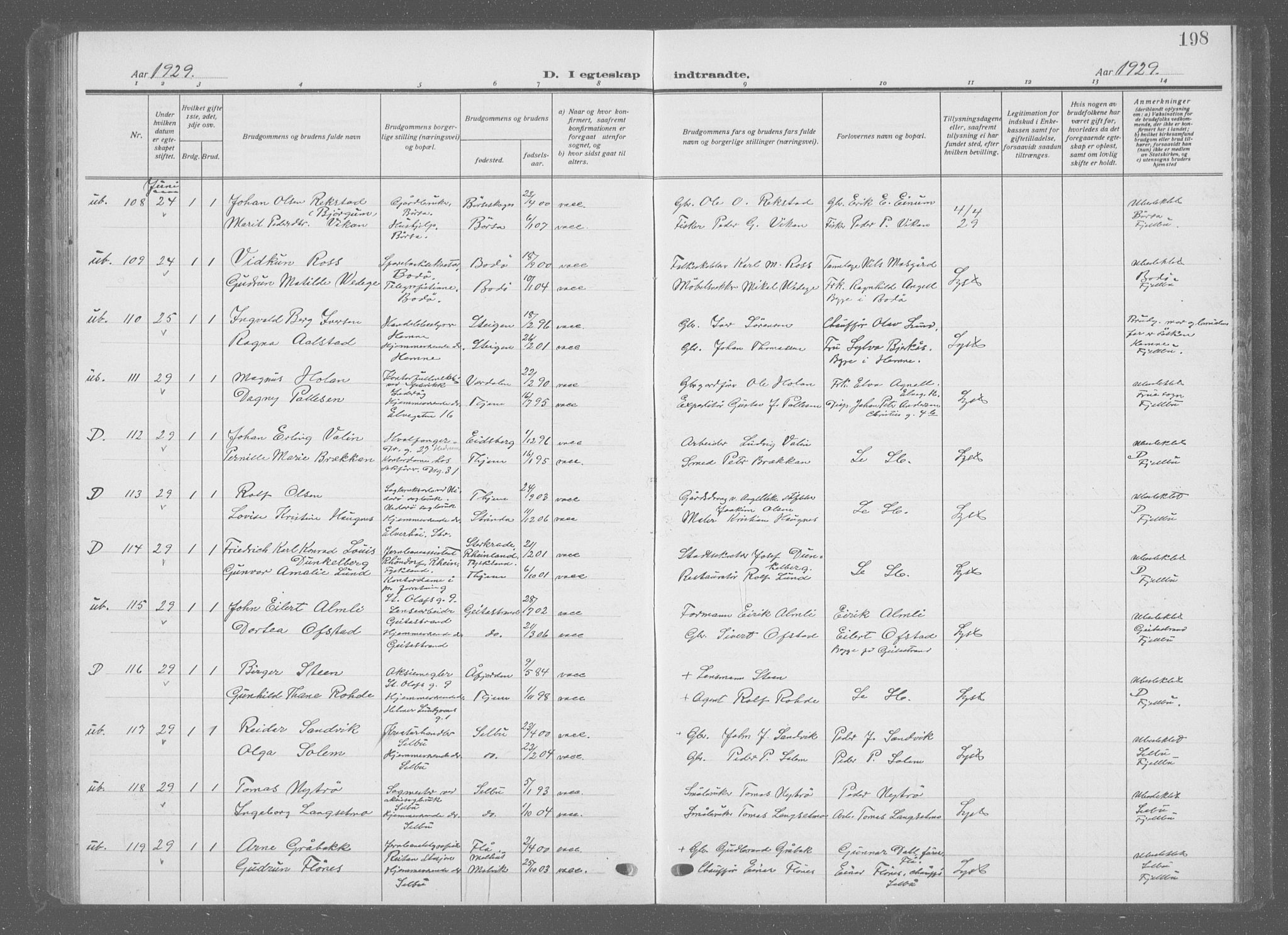 Ministerialprotokoller, klokkerbøker og fødselsregistre - Sør-Trøndelag, SAT/A-1456/601/L0098: Parish register (copy) no. 601C16, 1921-1934, p. 198