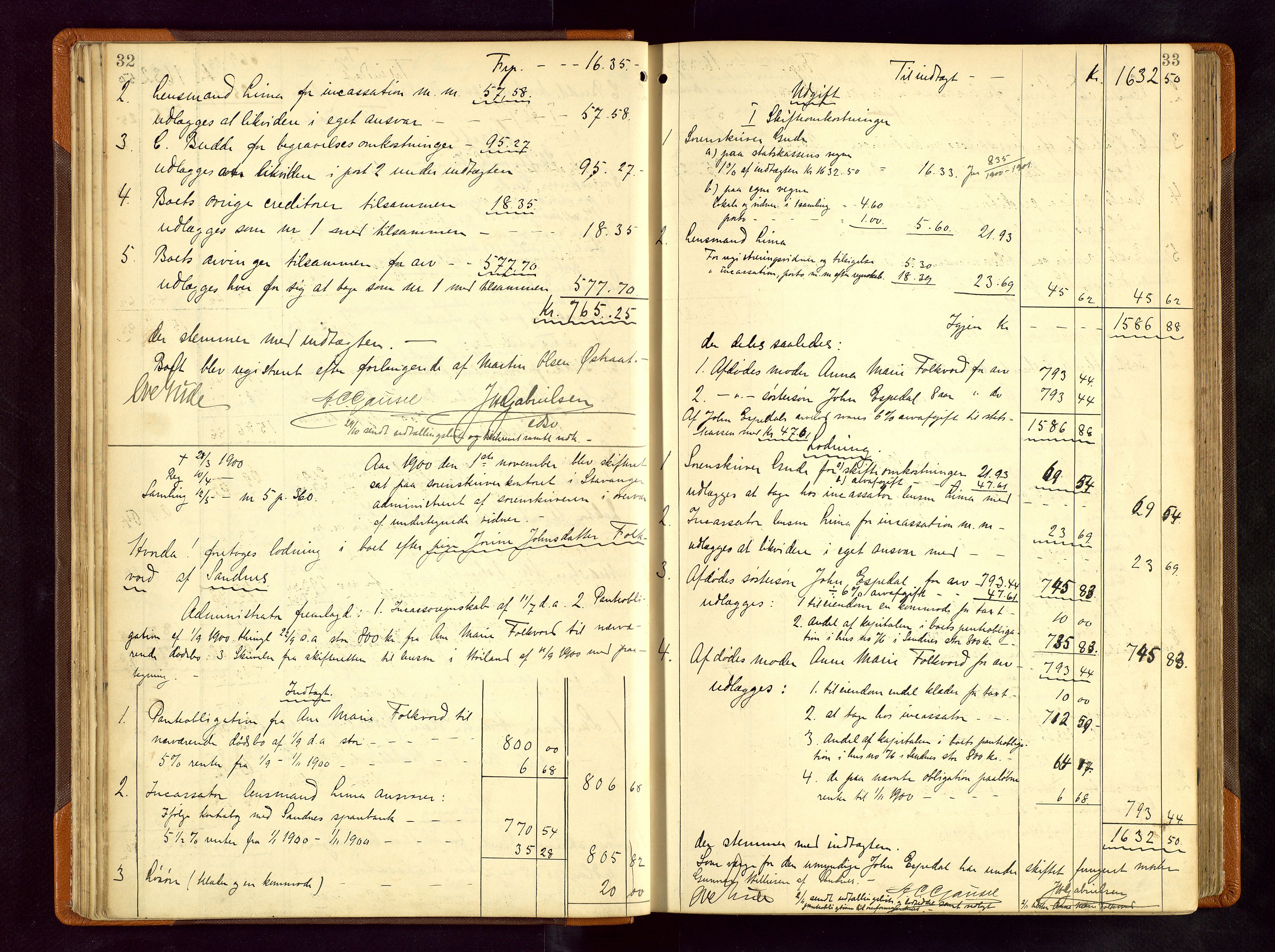 Jæren sorenskriveri, AV/SAST-A-100310/01/5/50/50BB/L0006: SKIFTEUTLODNINGSPROTOKOLL, 1900-1907, p. 32-33