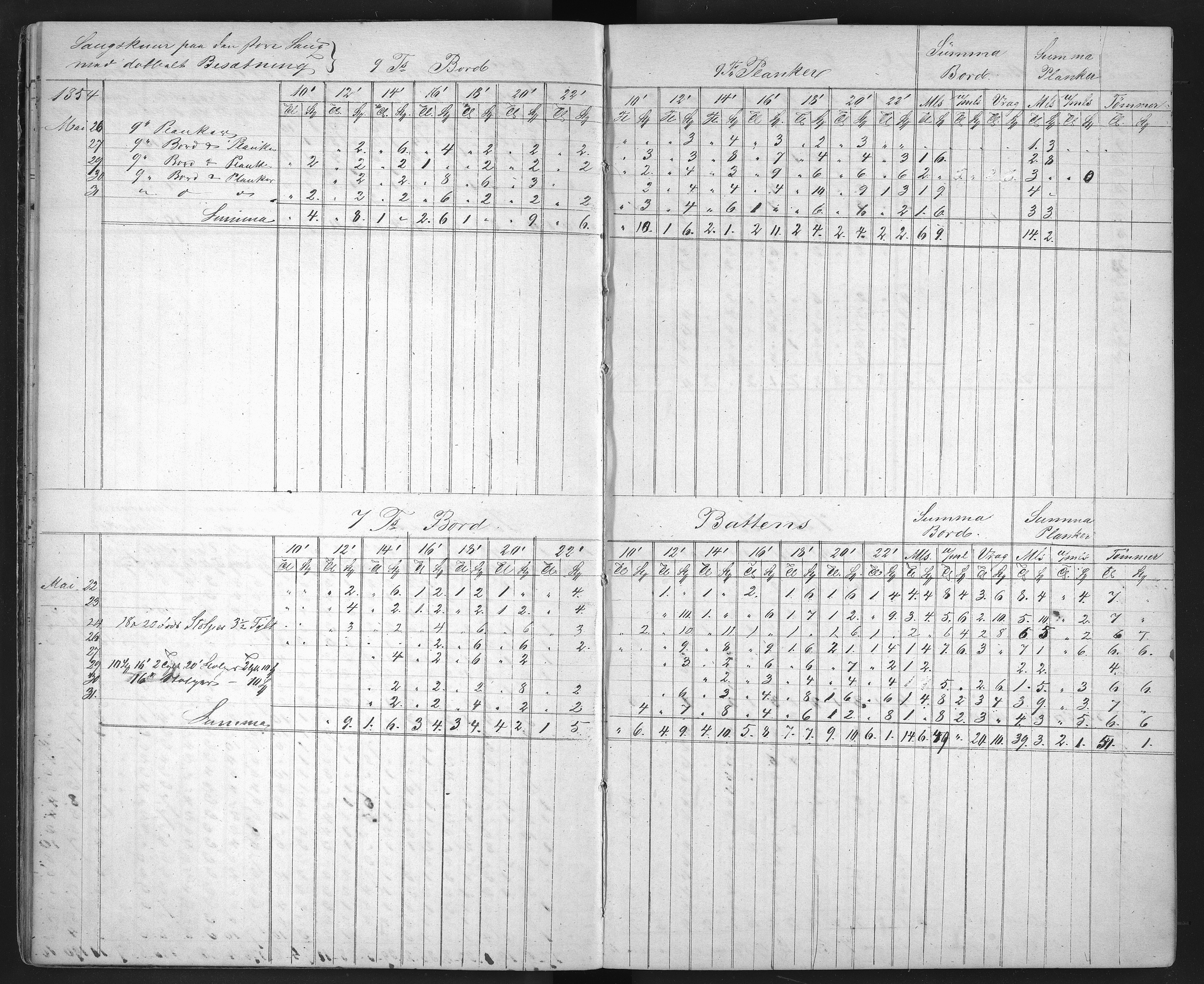 Froland Verk, AAKS/DA-1023/1/01/L0009: Sagbruksbok, 1850-1858