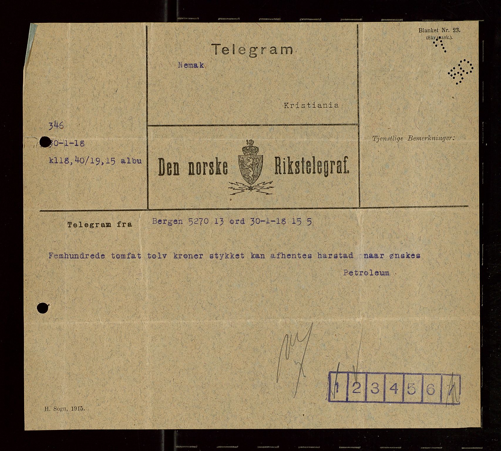 Pa 1521 - A/S Norske Shell, AV/SAST-A-101915/E/Ea/Eaa/L0006: Sjefskorrespondanse, 1918, p. 594