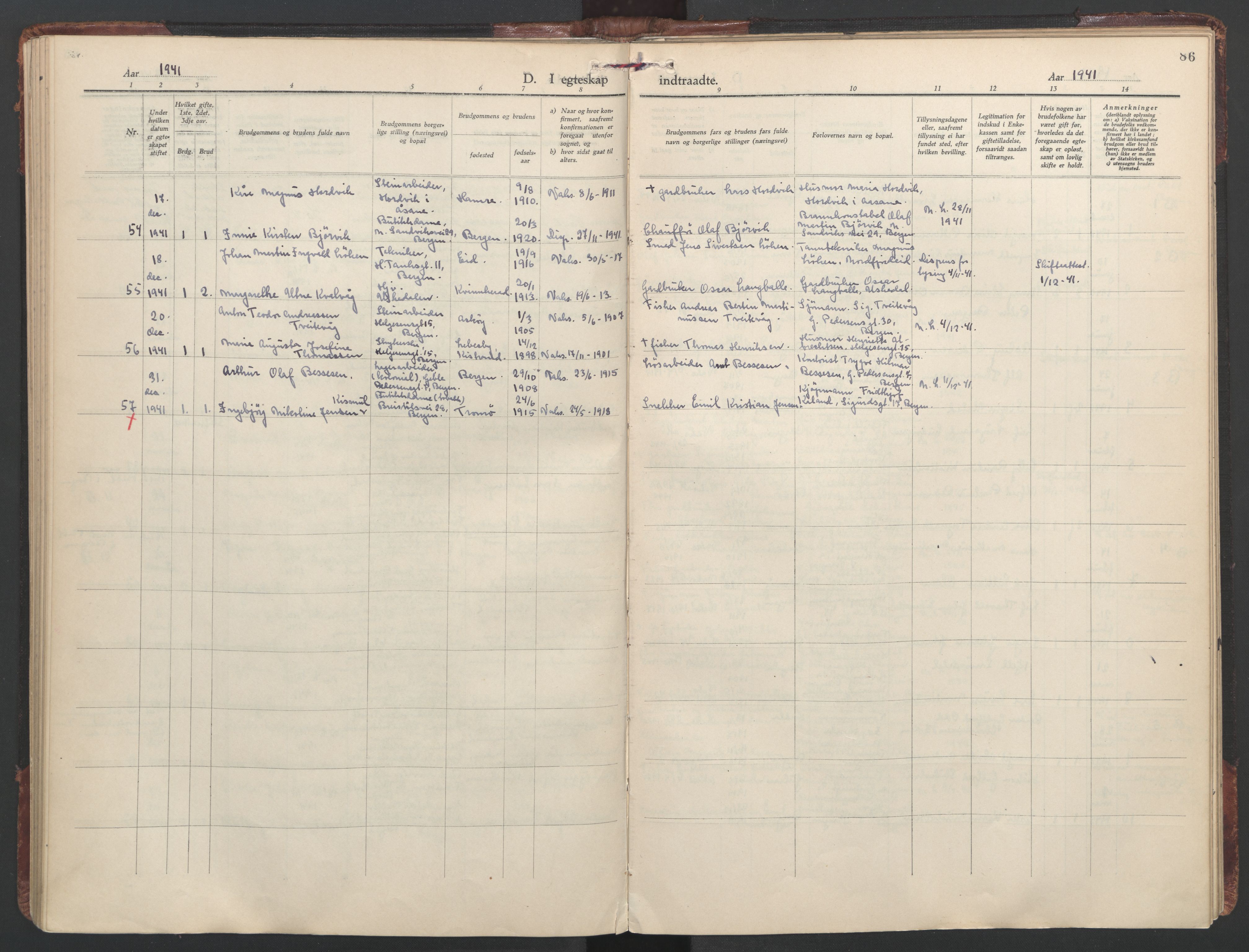 St. Olavs Sokneprestembete, SAB/A-78101/H/Haa: Parish register (official) no. C 1, 1928-1954, p. 86