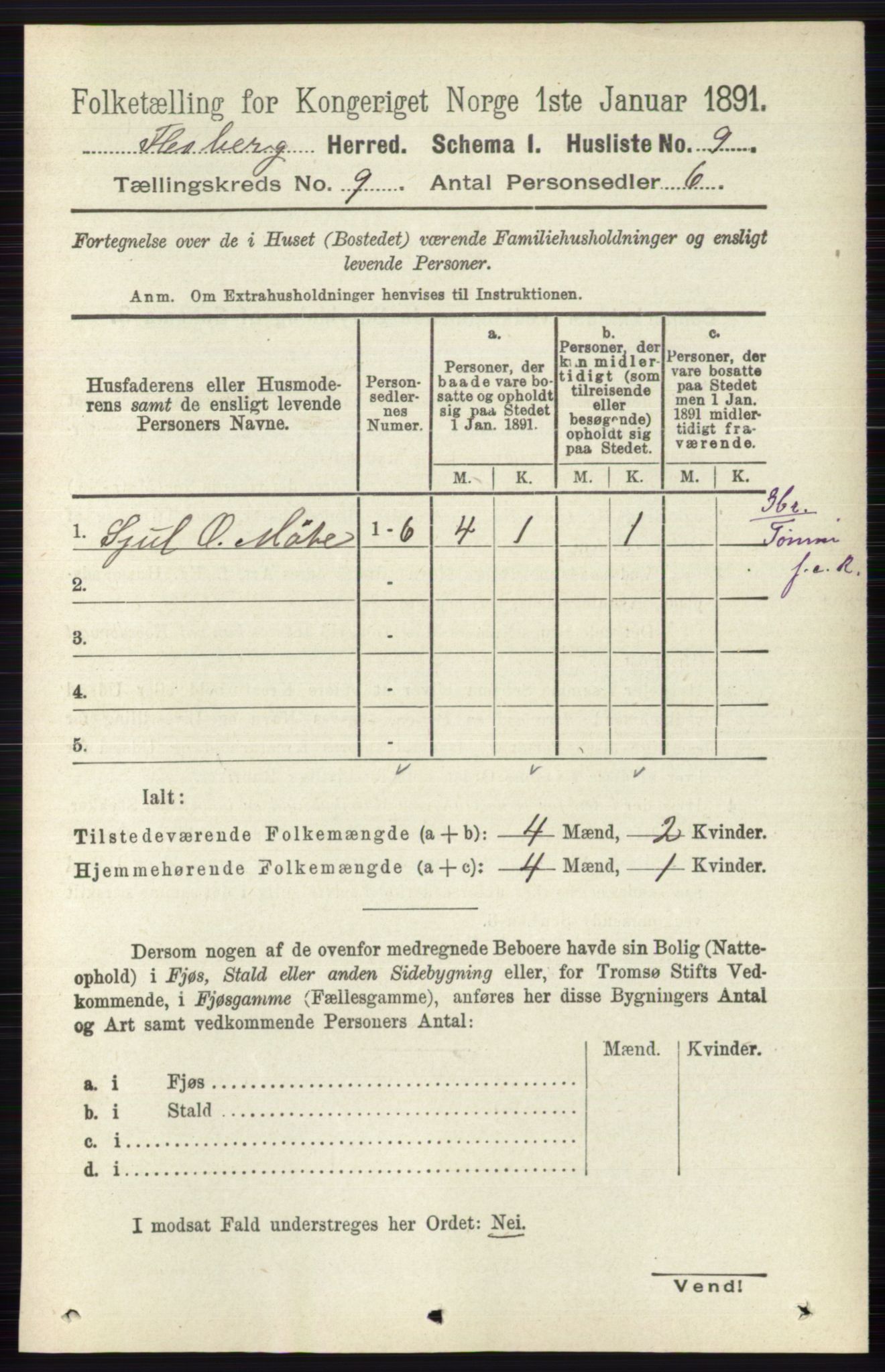 RA, 1891 census for 0631 Flesberg, 1891, p. 1508