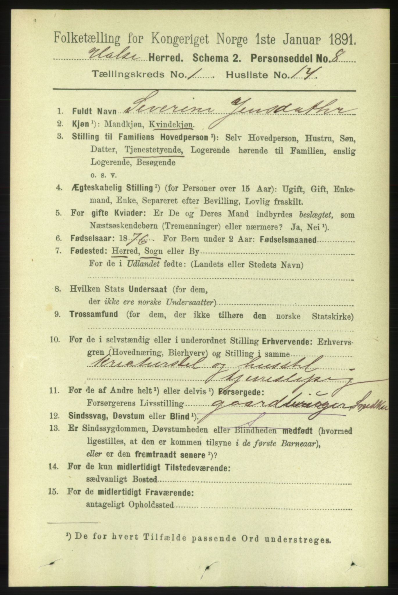 RA, 1891 census for 1571 Halsa, 1891, p. 156