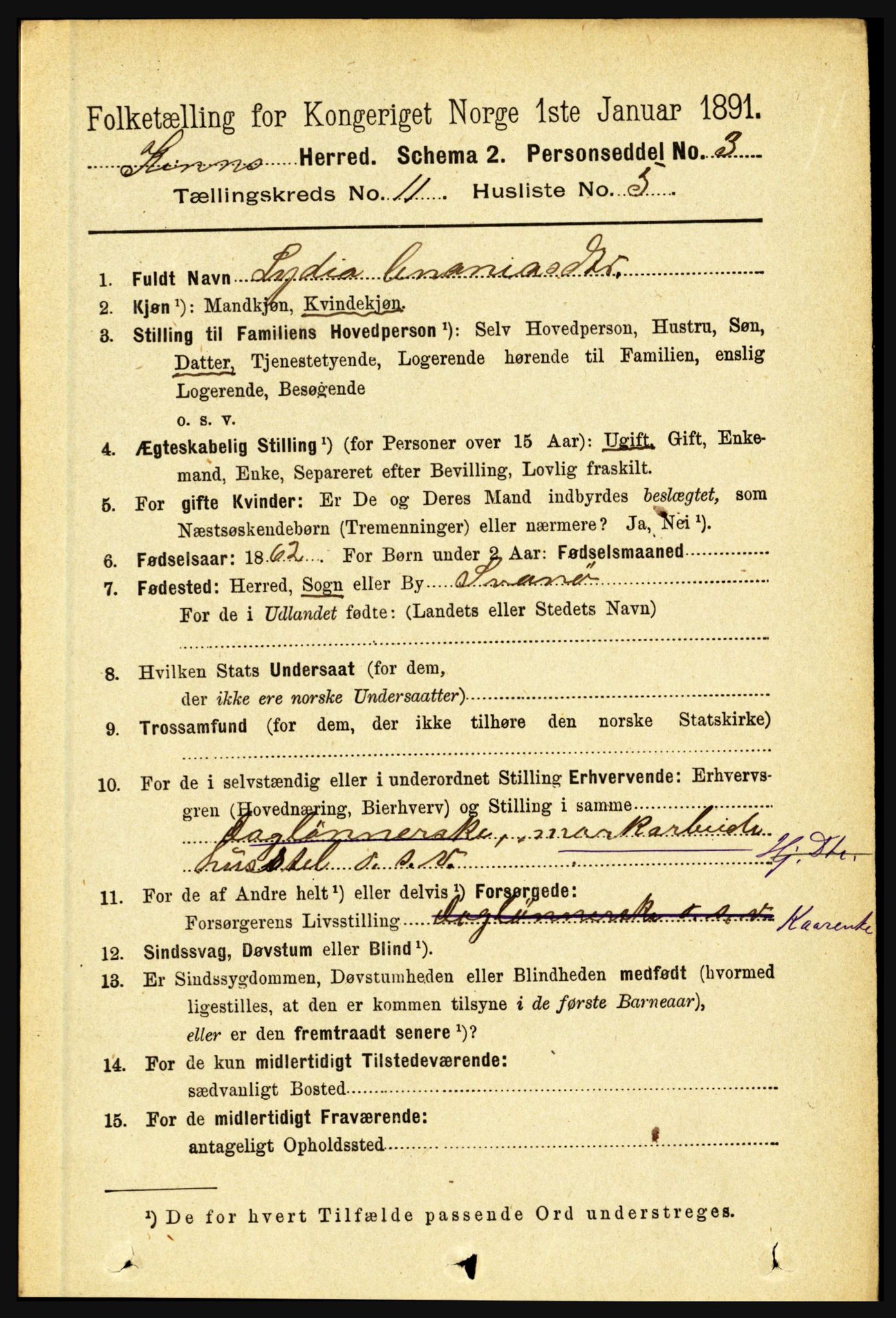 RA, 1891 census for 1437 Kinn, 1891, p. 4089