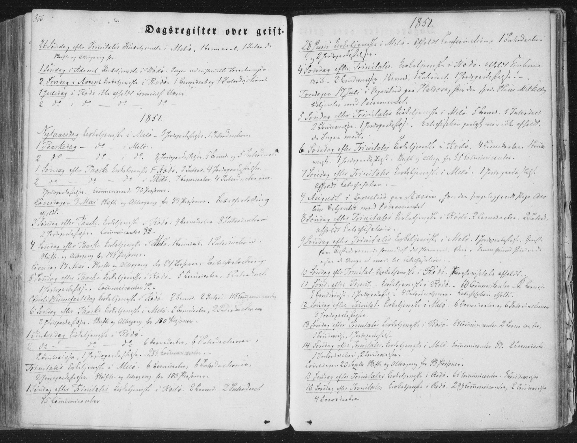 Ministerialprotokoller, klokkerbøker og fødselsregistre - Nordland, SAT/A-1459/841/L0604: Parish register (official) no. 841A09 /1, 1845-1862, p. 306