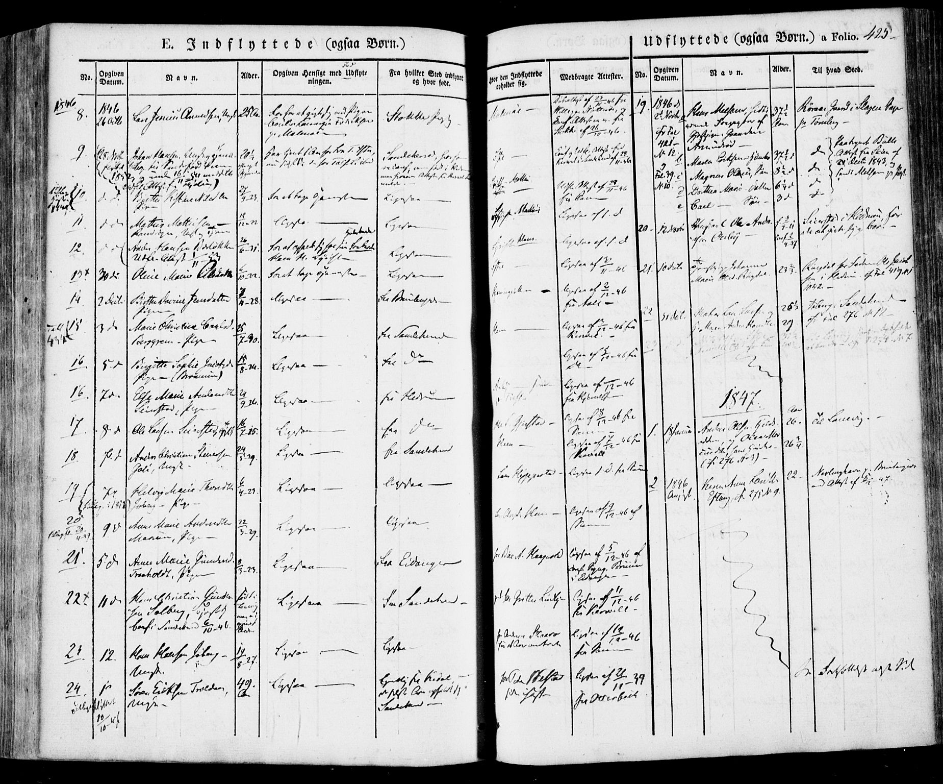 Tjølling kirkebøker, SAKO/A-60/F/Fa/L0006: Parish register (official) no. 6, 1835-1859, p. 425