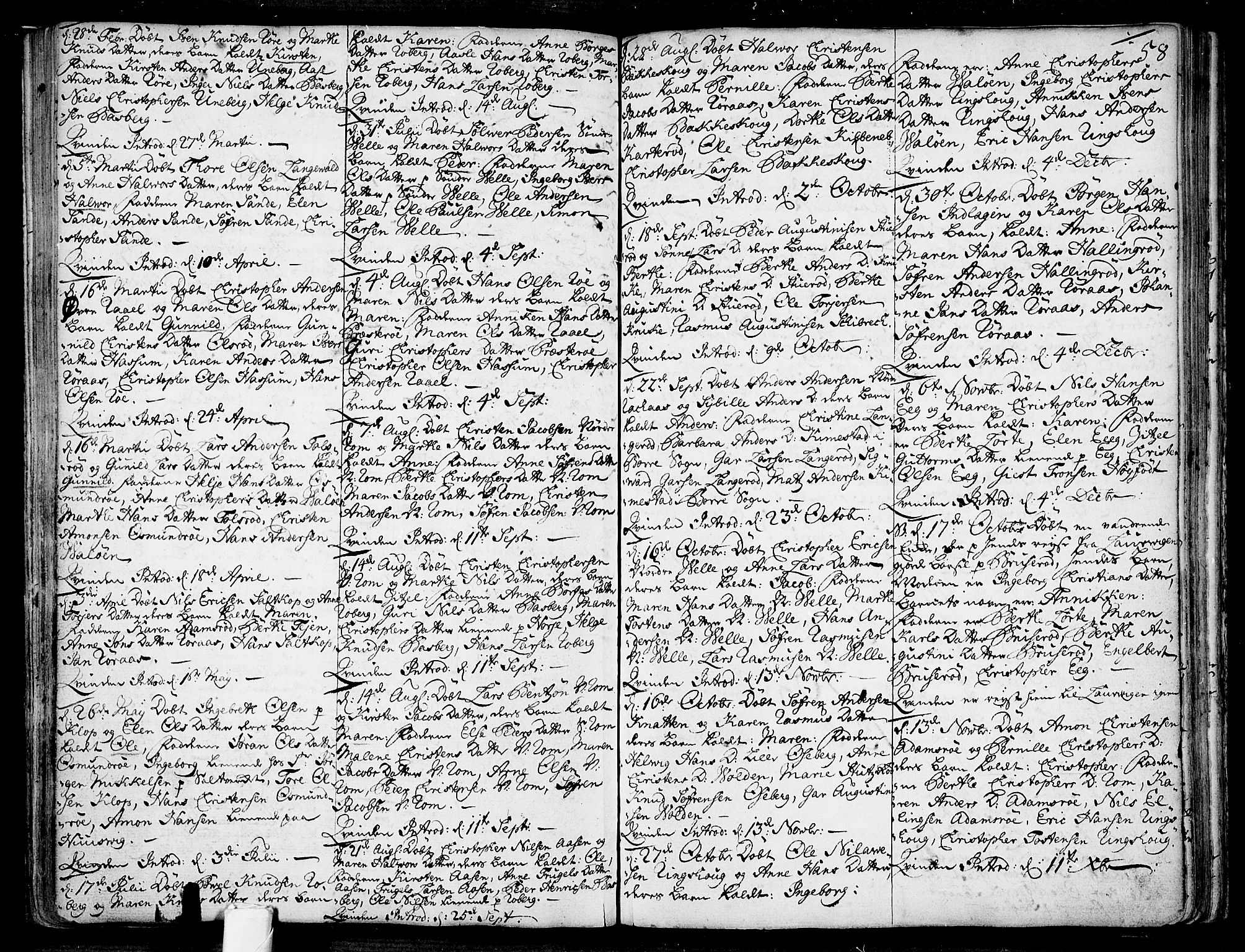 Sem kirkebøker, AV/SAKO-A-5/F/Fb/L0001: Parish register (official) no. II 1, 1702-1764, p. 58