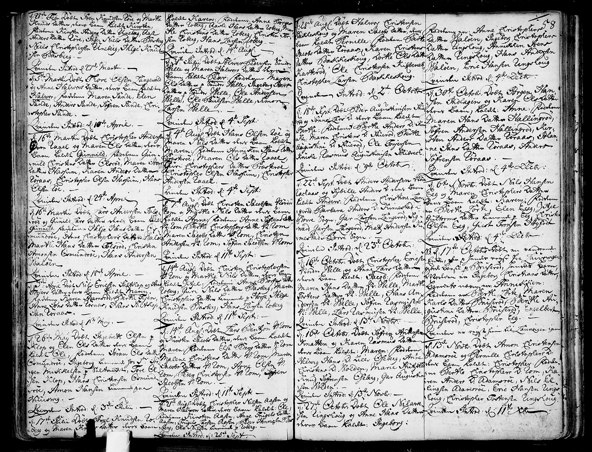 Sem kirkebøker, SAKO/A-5/F/Fb/L0001: Parish register (official) no. II 1, 1702-1764, p. 58