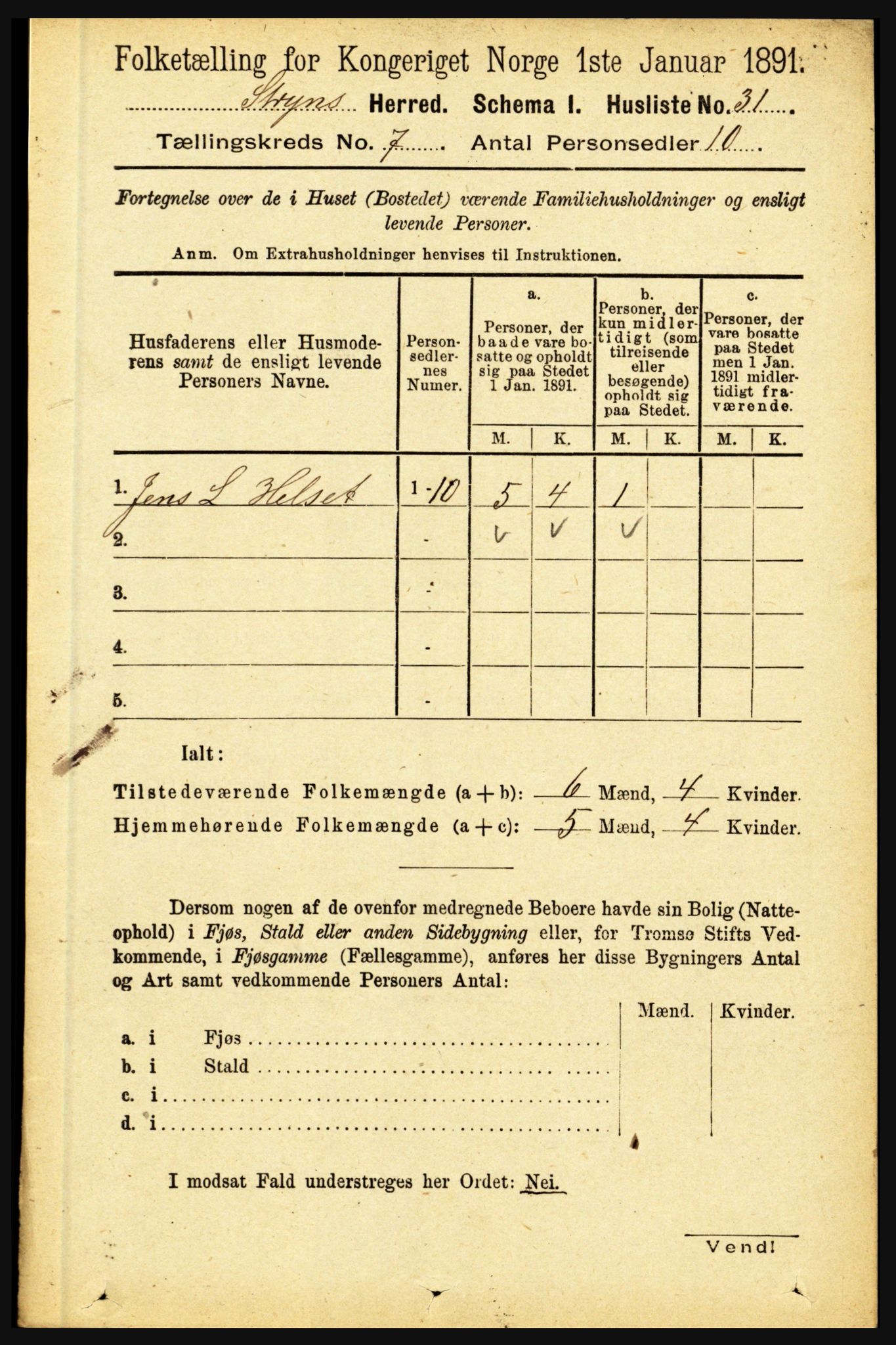 RA, 1891 census for 1448 Stryn, 1891, p. 2803