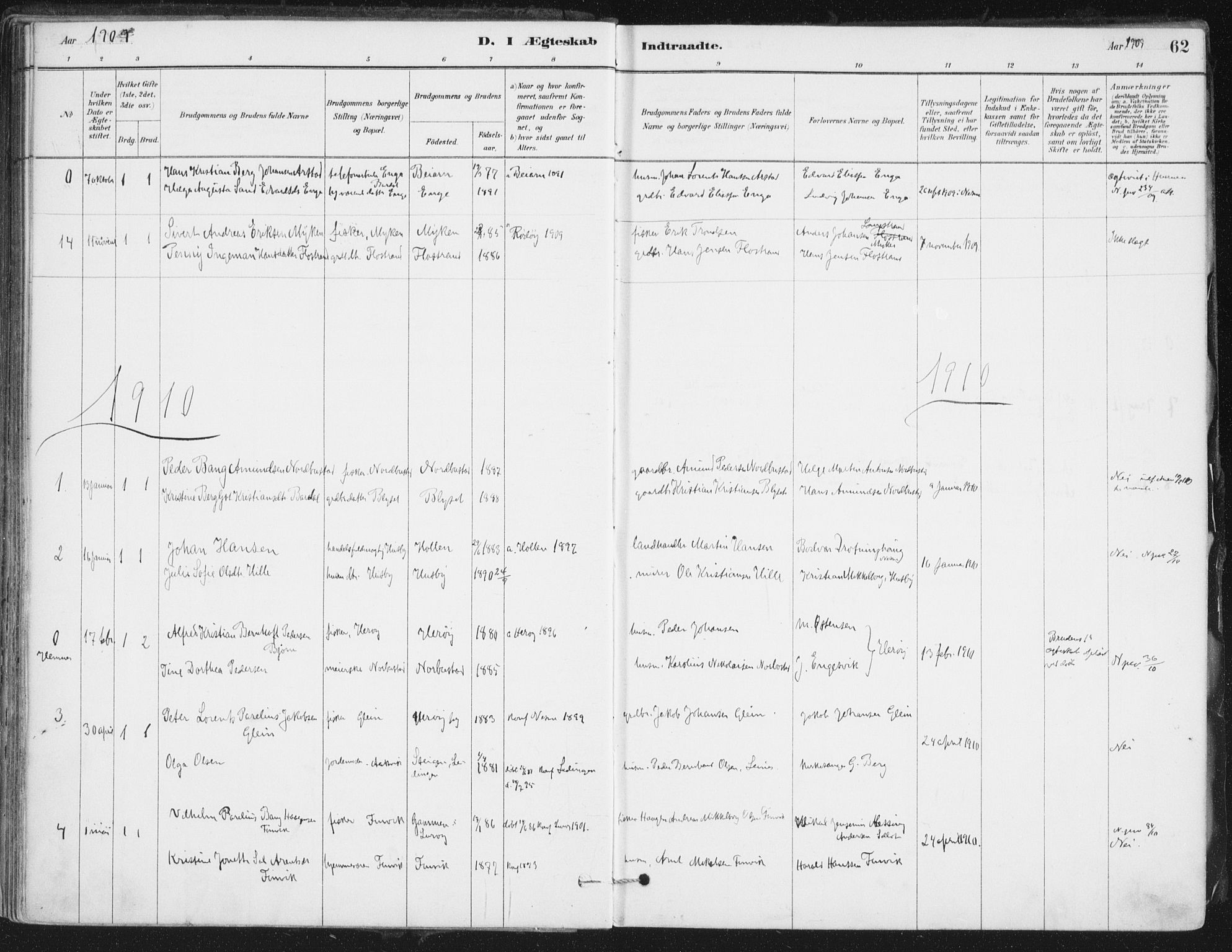 Ministerialprotokoller, klokkerbøker og fødselsregistre - Nordland, SAT/A-1459/838/L0553: Parish register (official) no. 838A11, 1880-1910, p. 62
