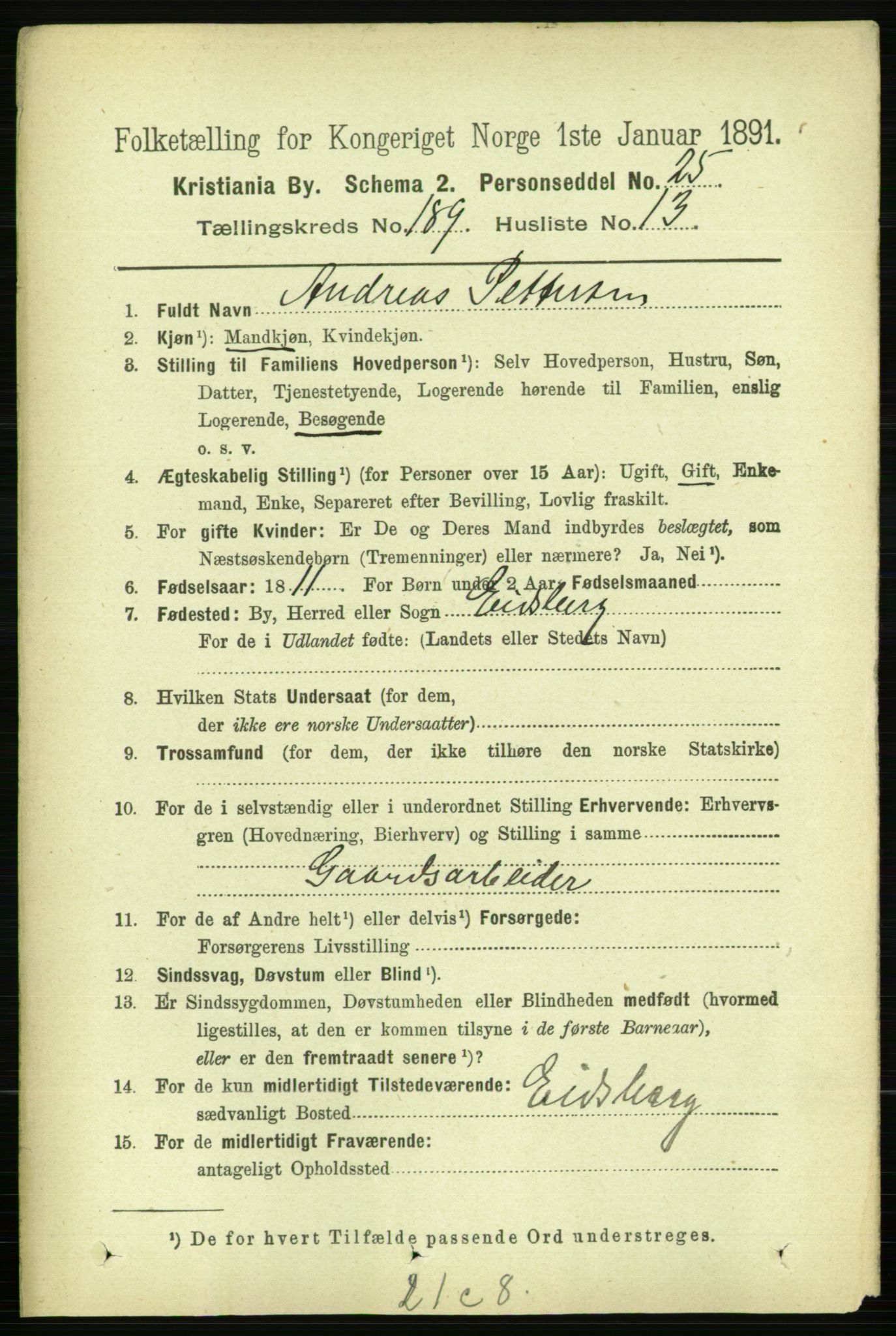 RA, 1891 census for 0301 Kristiania, 1891, p. 113630