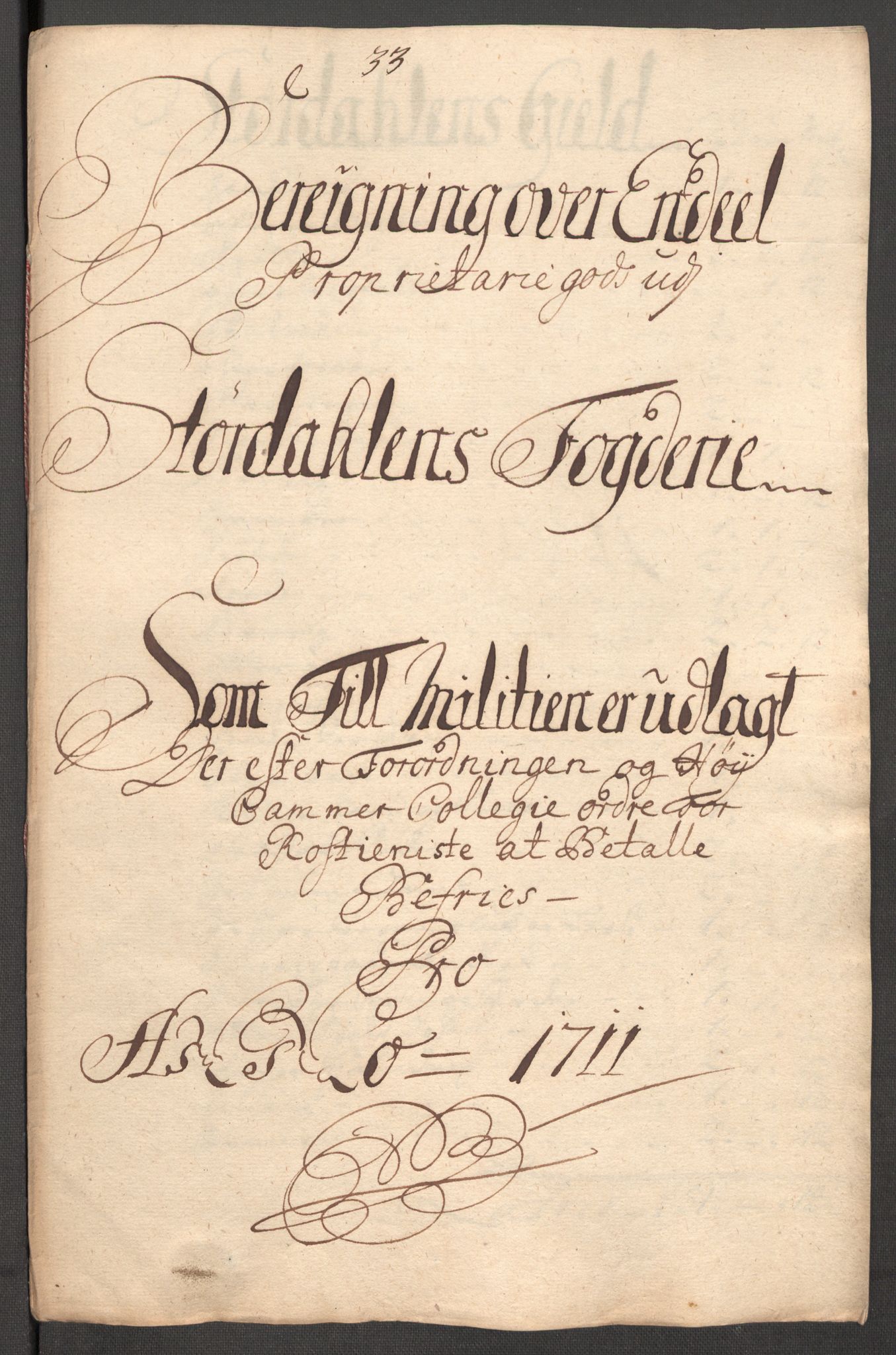 Rentekammeret inntil 1814, Reviderte regnskaper, Fogderegnskap, AV/RA-EA-4092/R62/L4201: Fogderegnskap Stjørdal og Verdal, 1711, p. 242