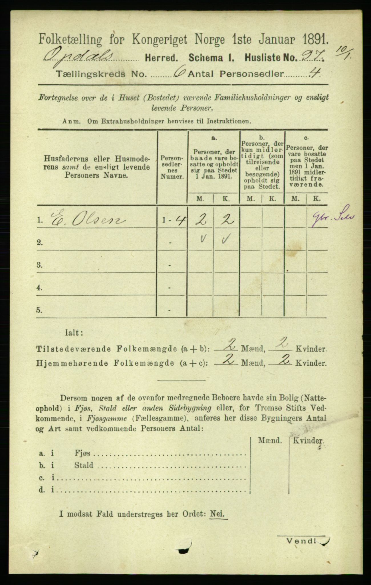 RA, 1891 census for 1634 Oppdal, 1891, p. 2768