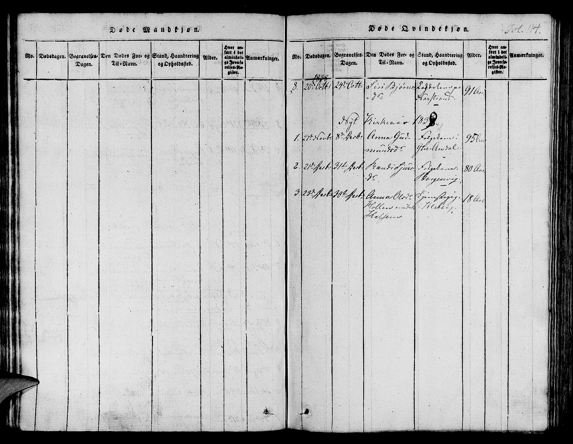 Nedstrand sokneprestkontor, AV/SAST-A-101841/01/IV: Parish register (official) no. A 6, 1816-1838, p. 114