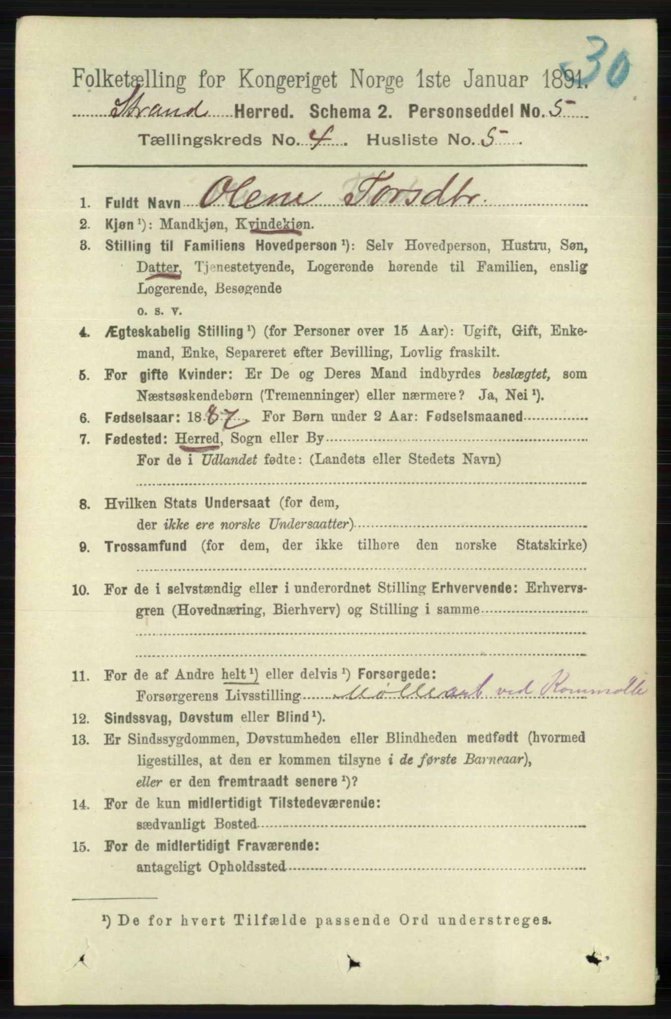 RA, 1891 census for 1130 Strand, 1891, p. 1179