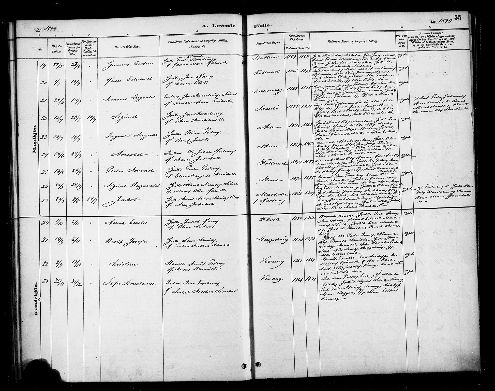 Ministerialprotokoller, klokkerbøker og fødselsregistre - Møre og Romsdal, AV/SAT-A-1454/570/L0832: Parish register (official) no. 570A06, 1885-1900, p. 55