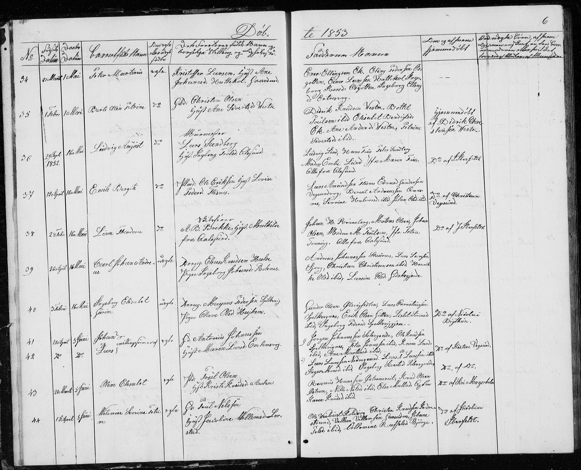Ministerialprotokoller, klokkerbøker og fødselsregistre - Møre og Romsdal, AV/SAT-A-1454/528/L0416: Curate's parish register no. 528B04, 1853-1857, p. 6