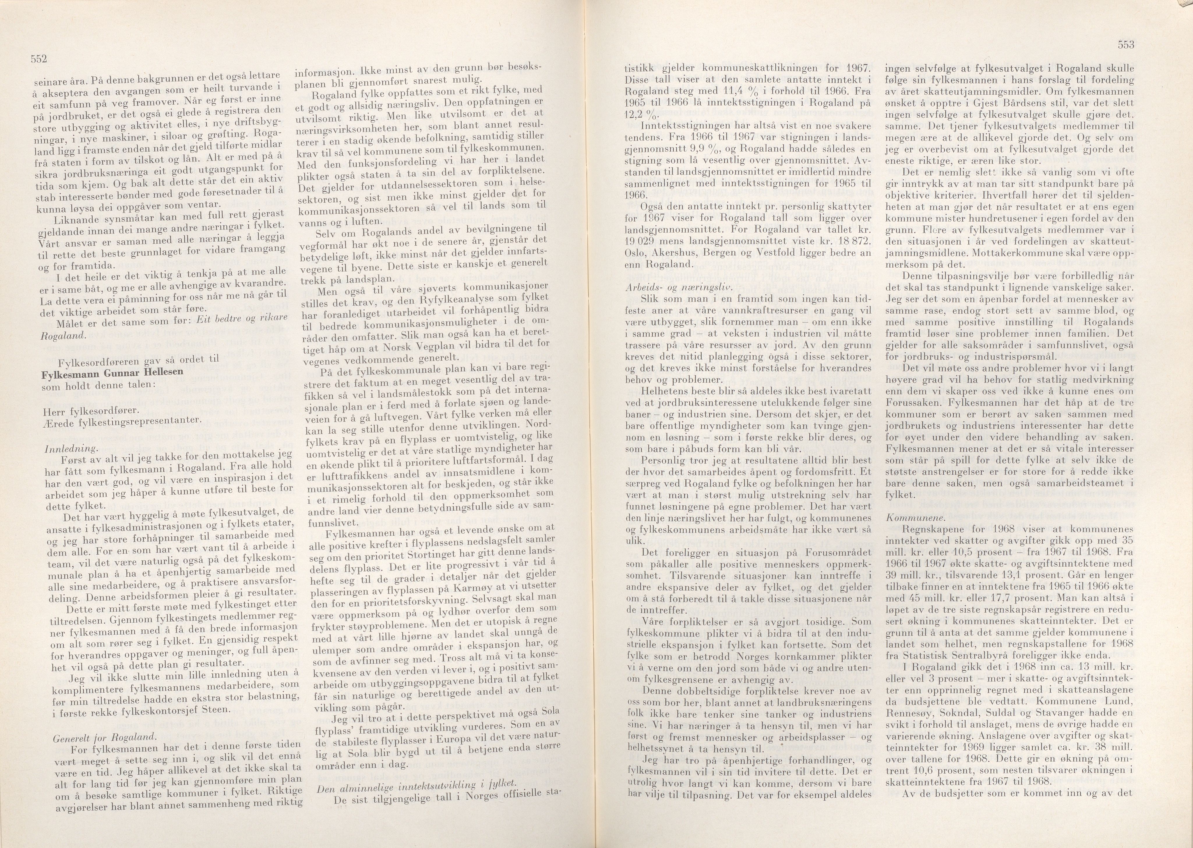 Rogaland fylkeskommune - Fylkesrådmannen , IKAR/A-900/A/Aa/Aaa/L0089: Møtebok , 1969, p. 552-553