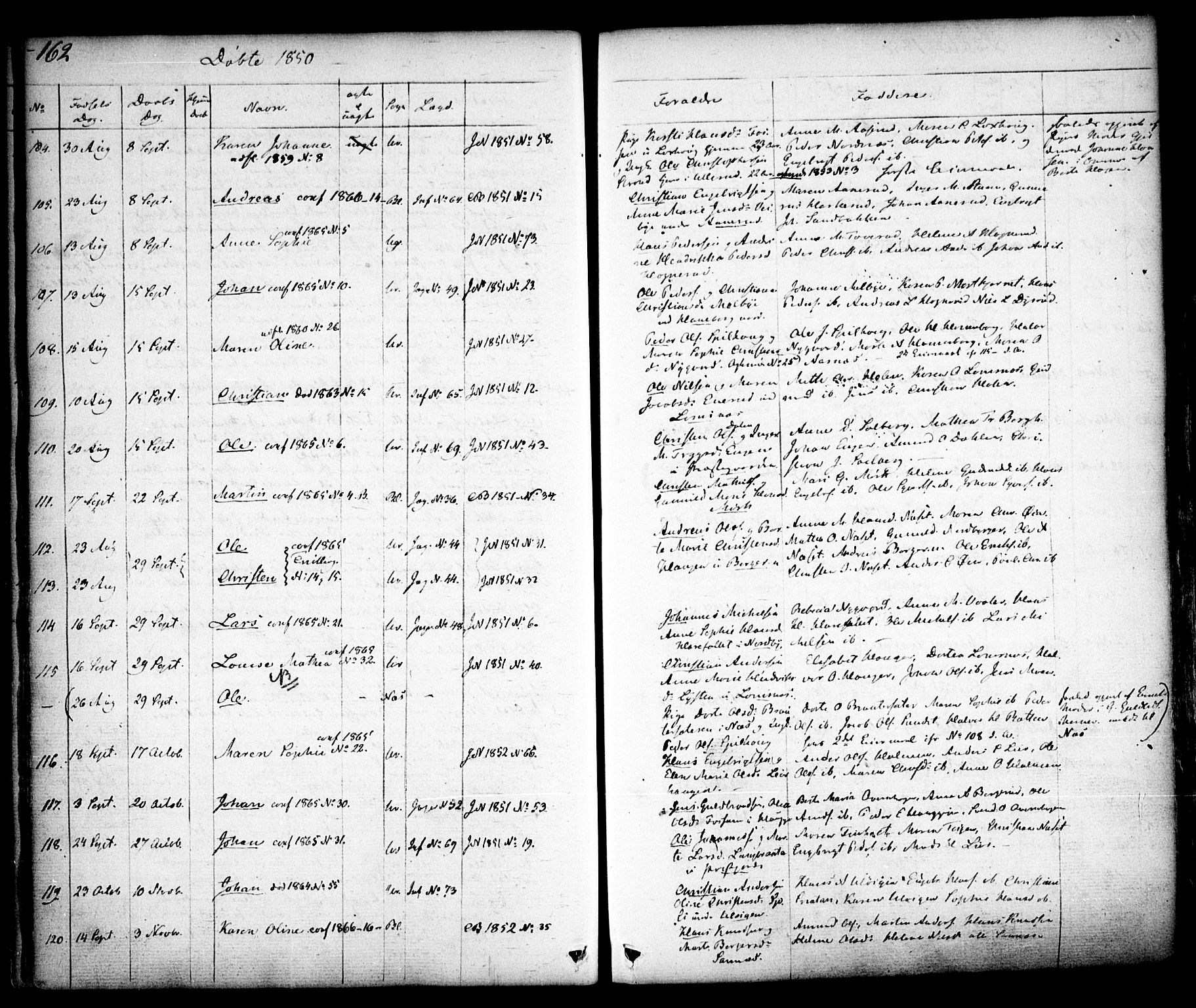 Aurskog prestekontor Kirkebøker, AV/SAO-A-10304a/F/Fa/L0006: Parish register (official) no. I 6, 1829-1853, p. 162