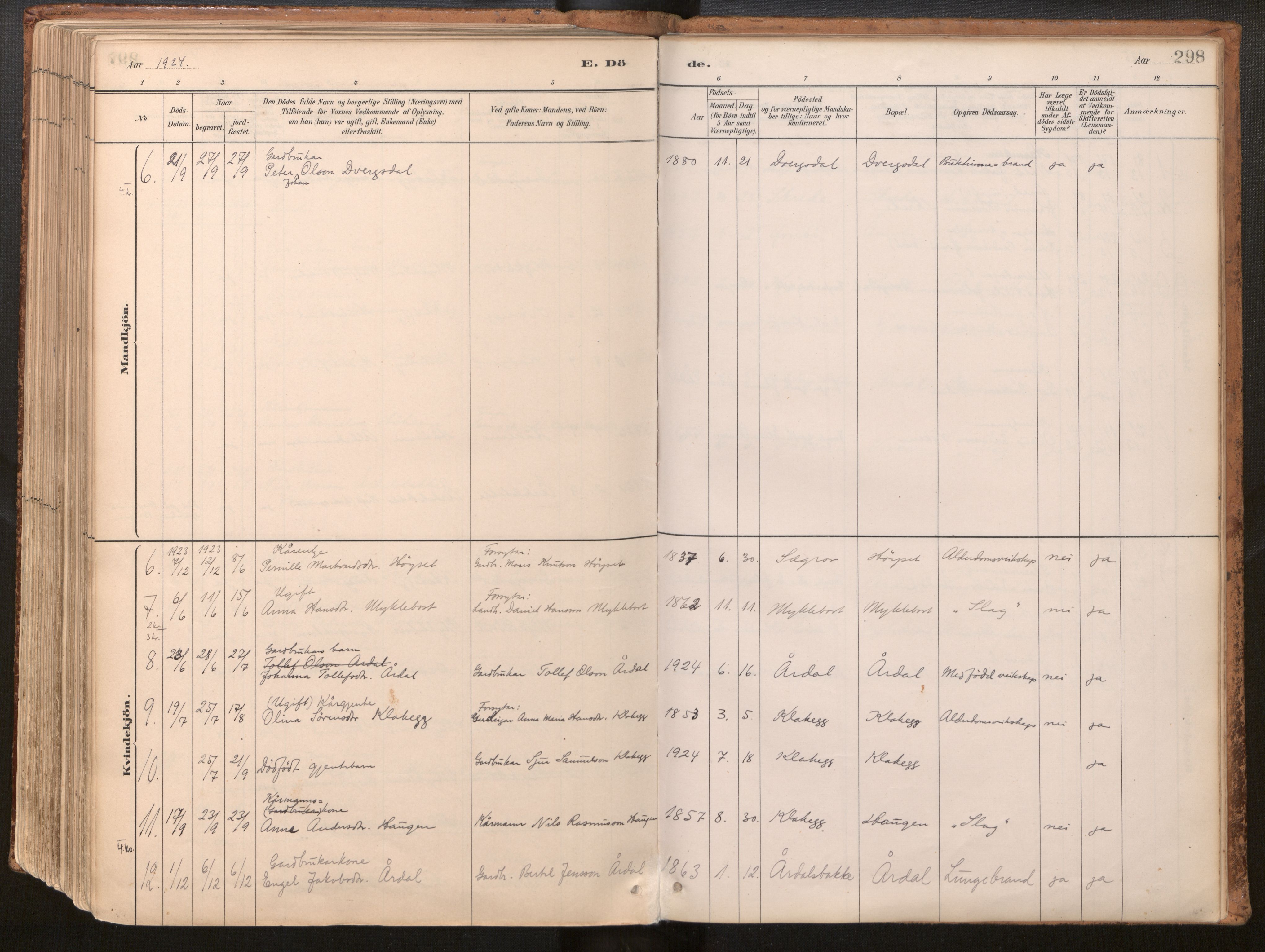 Jølster sokneprestembete, AV/SAB-A-80701/H/Haa/Haac/L0001: Parish register (official) no. C 1, 1882-1928, p. 298