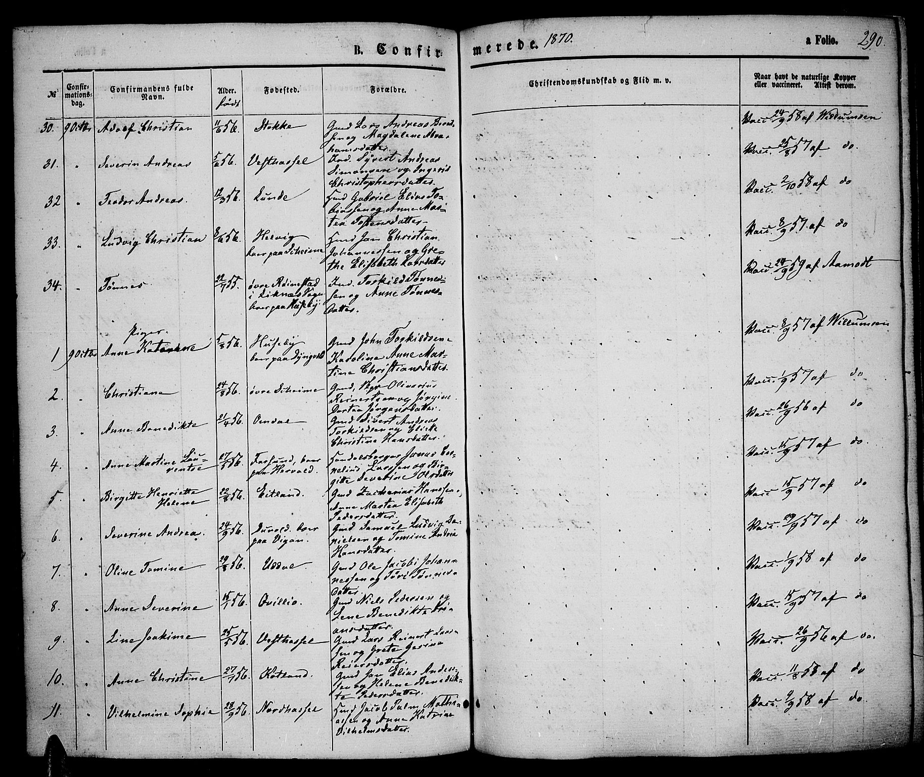 Lista sokneprestkontor, AV/SAK-1111-0027/F/Fb/L0003: Parish register (copy) no. B 3, 1862-1877, p. 290