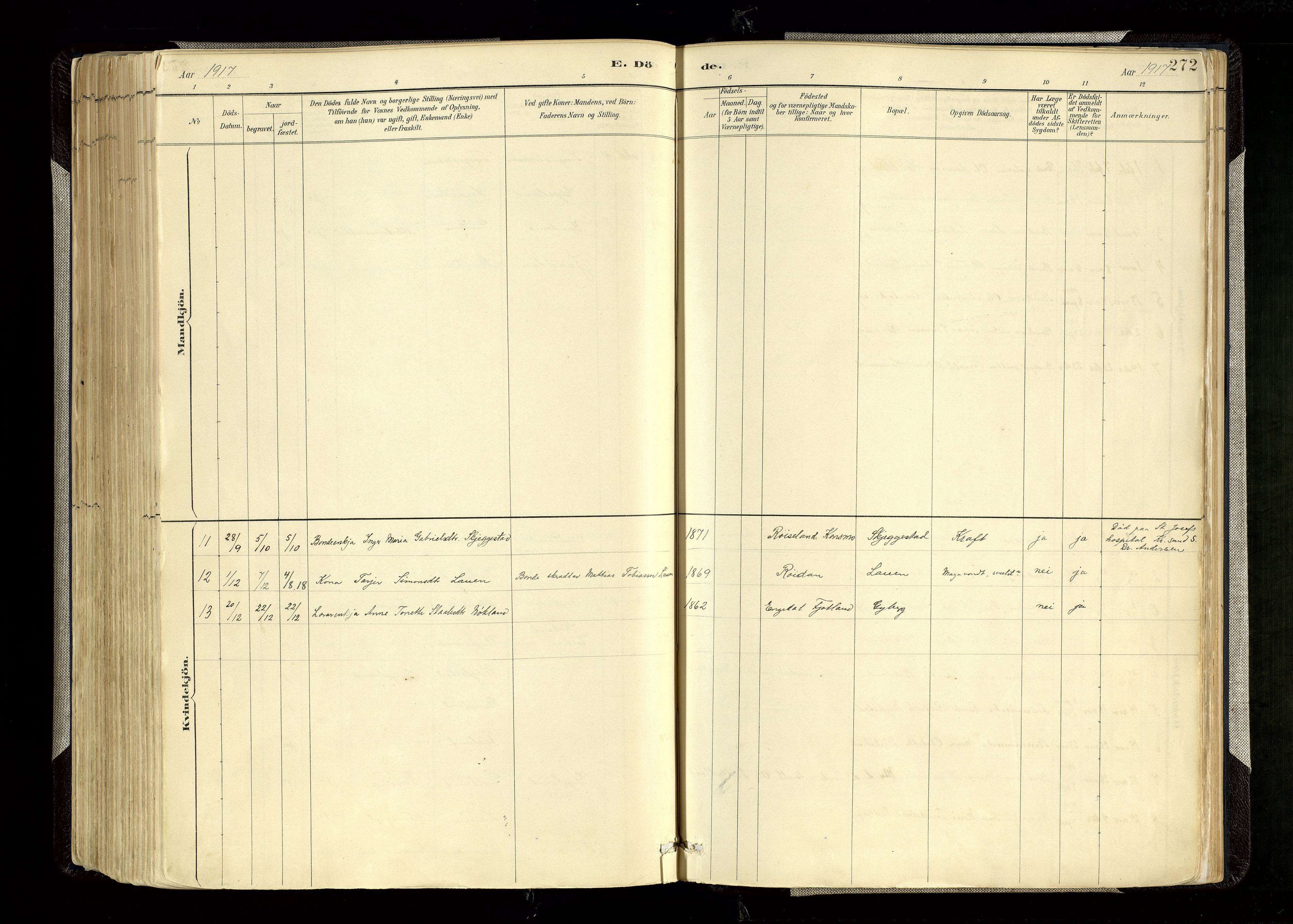 Hægebostad sokneprestkontor, AV/SAK-1111-0024/F/Fa/Faa/L0006: Parish register (official) no. A 6, 1887-1929, p. 272