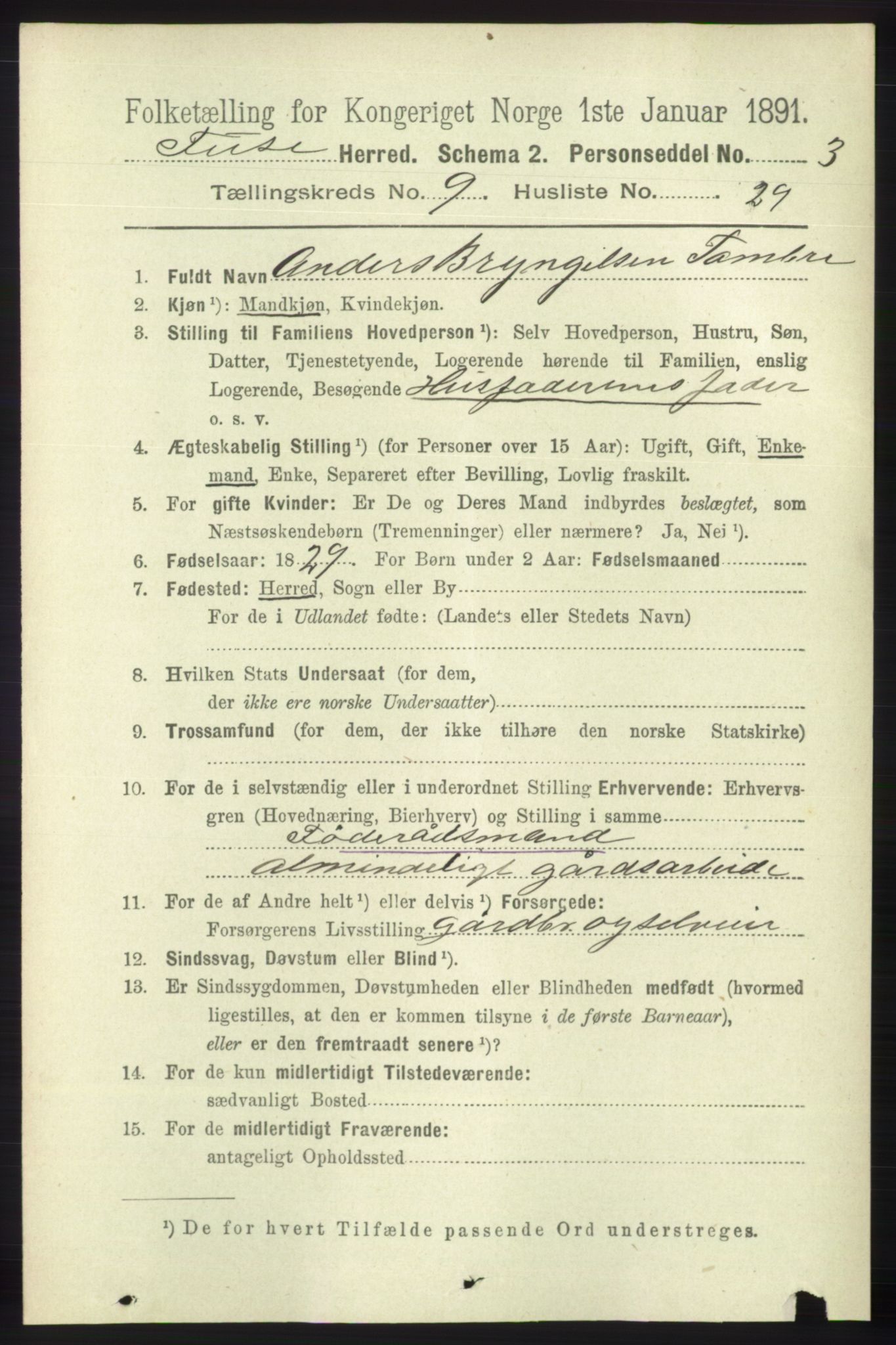 RA, 1891 census for 1241 Fusa, 1891, p. 1879