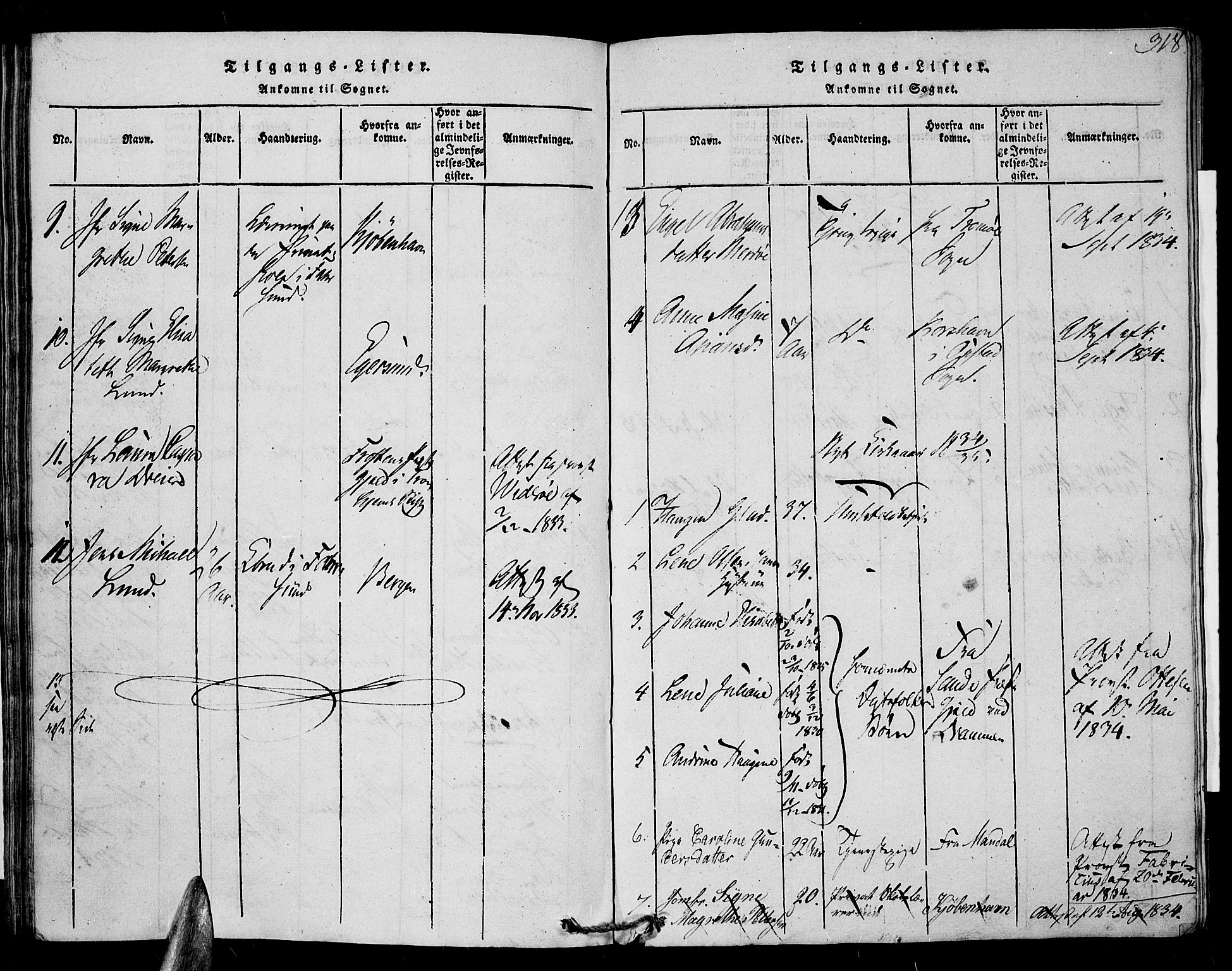 Farsund sokneprestkontor, AV/SAK-1111-0009/F/Fa/L0002: Parish register (official) no. A 2, 1815-1836, p. 318