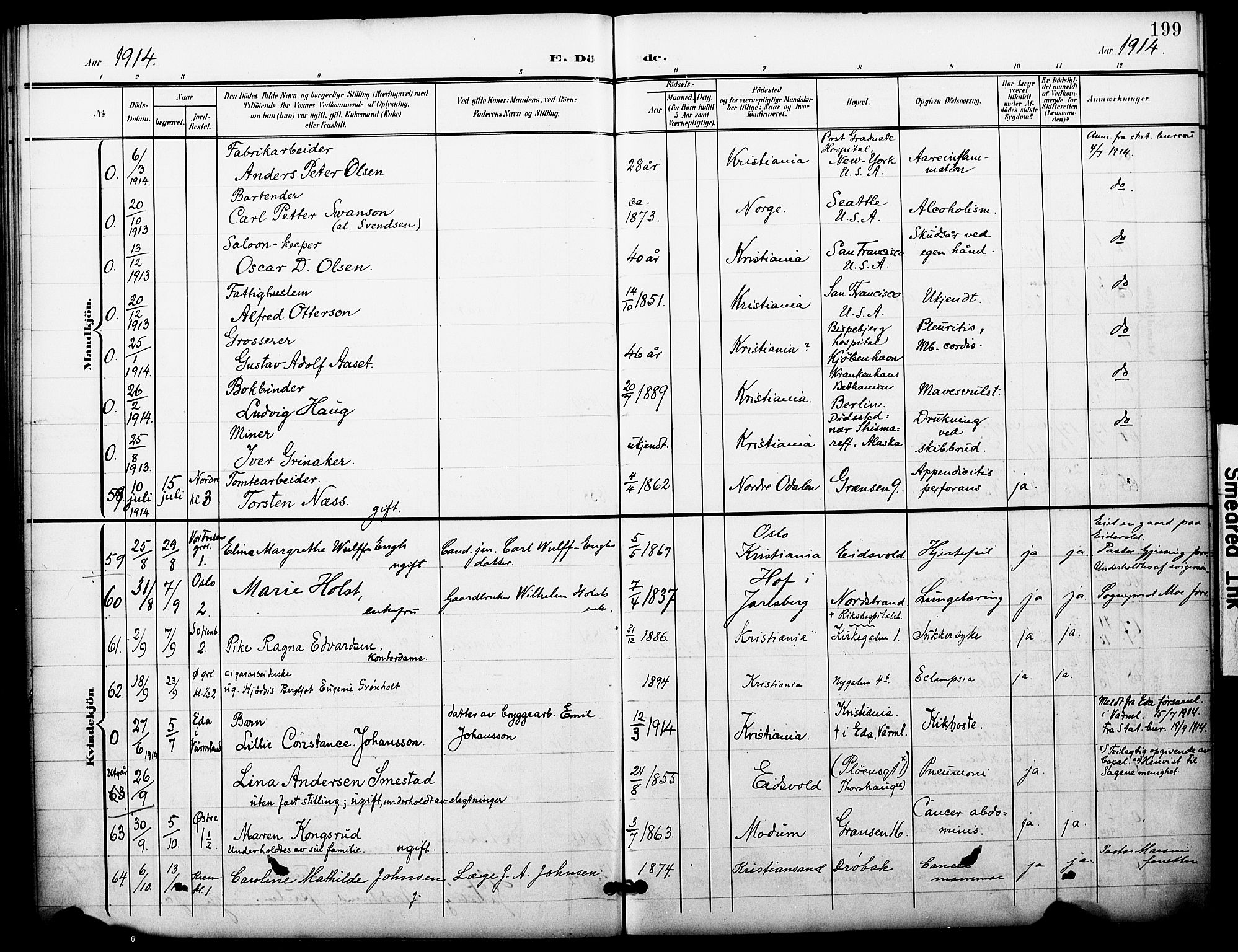 Oslo domkirke Kirkebøker, AV/SAO-A-10752/F/Fa/L0036: Parish register (official) no. 36, 1901-1919, p. 199