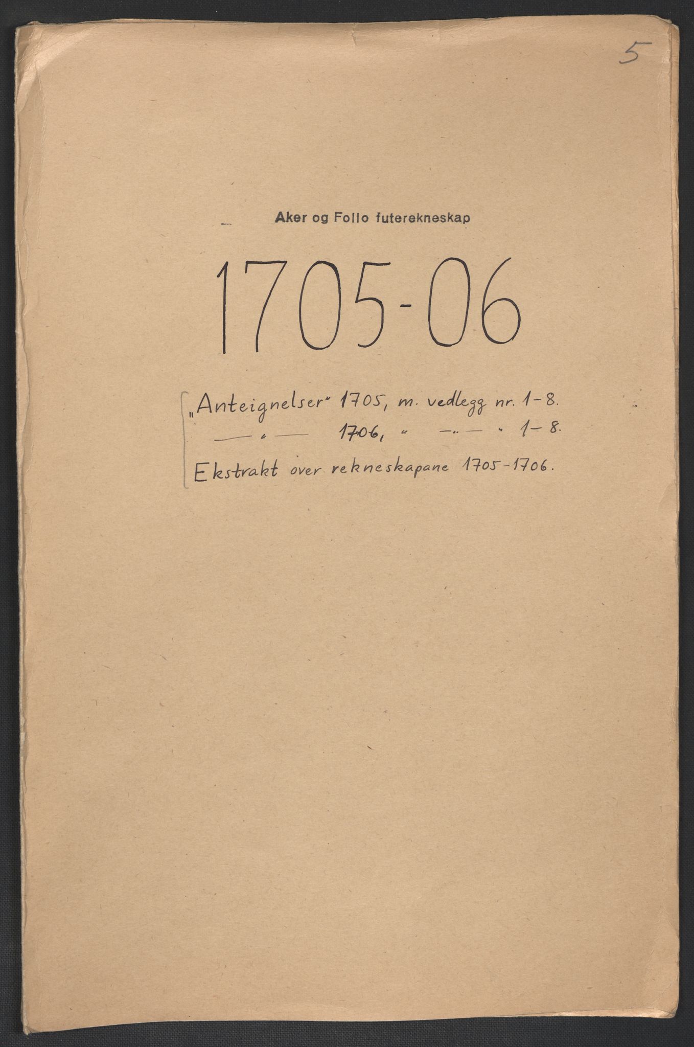 Rentekammeret inntil 1814, Reviderte regnskaper, Fogderegnskap, AV/RA-EA-4092/R10/L0446: Fogderegnskap Aker og Follo, 1705-1706, p. 302
