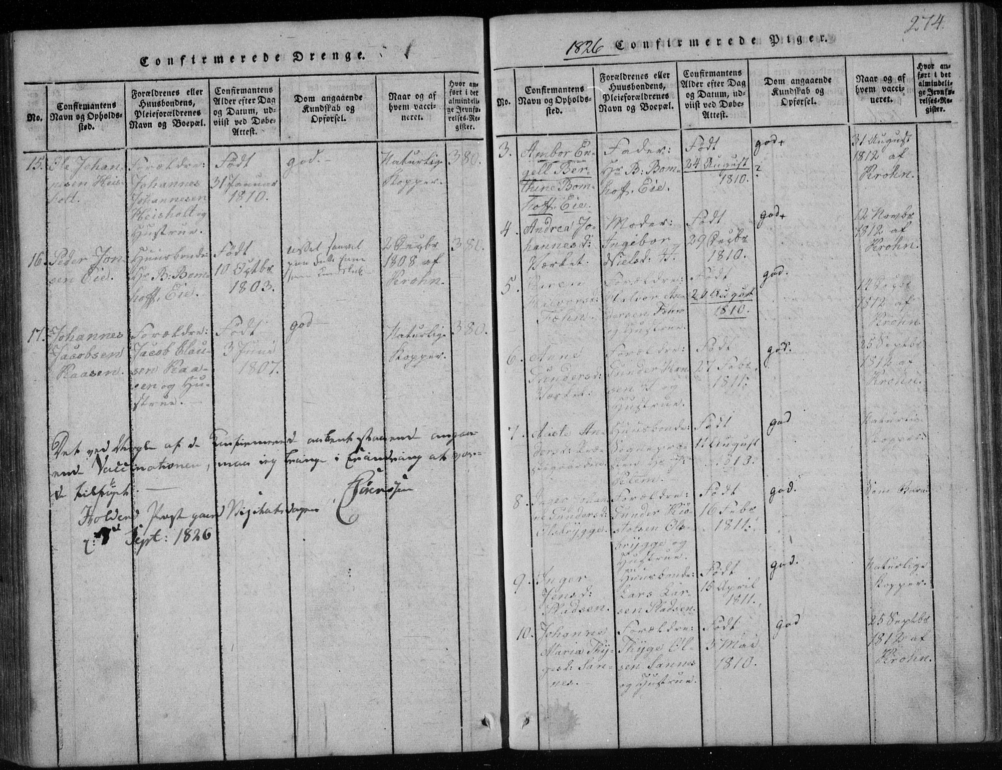 Holla kirkebøker, SAKO/A-272/F/Fa/L0003: Parish register (official) no. 3, 1815-1830, p. 274