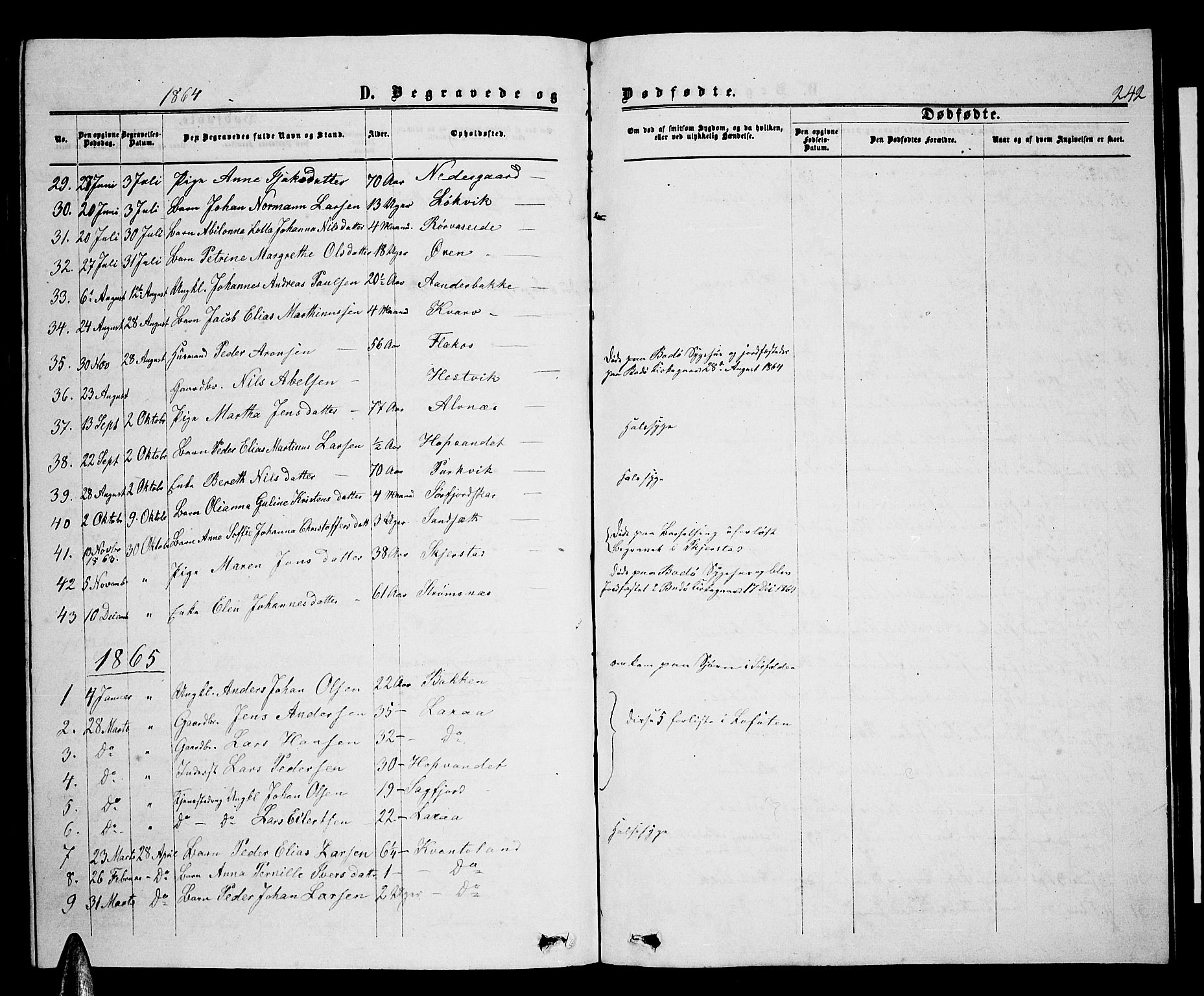 Ministerialprotokoller, klokkerbøker og fødselsregistre - Nordland, AV/SAT-A-1459/853/L0775: Parish register (copy) no. 853C03, 1859-1877, p. 242