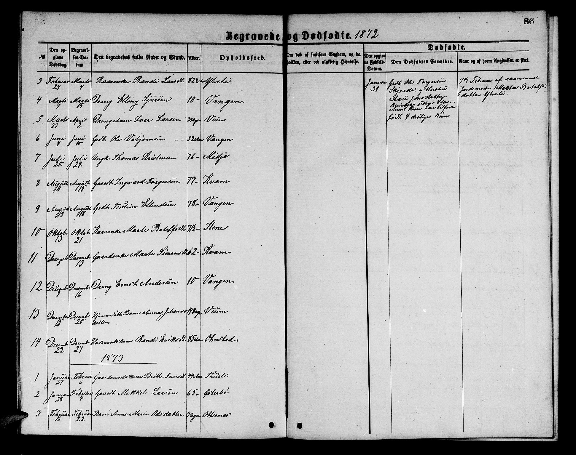 Aurland sokneprestembete, SAB/A-99937/H/Hb/Hba/L0001: Parish register (copy) no. A 1, 1868-1881, p. 86