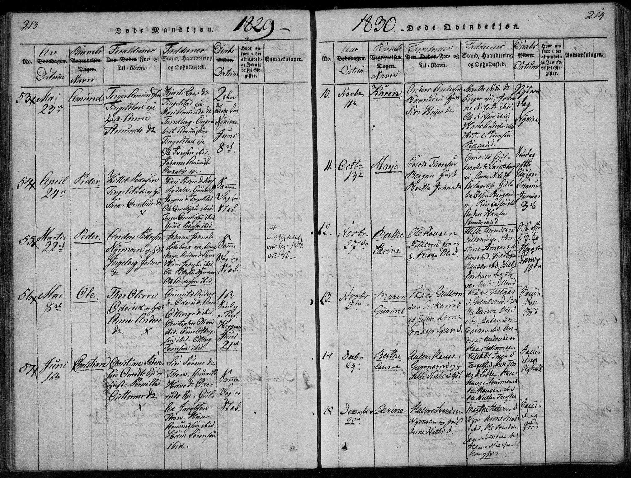Modum kirkebøker, SAKO/A-234/F/Fa/L0005: Parish register (official) no. 5, 1824-1841, p. 213-214