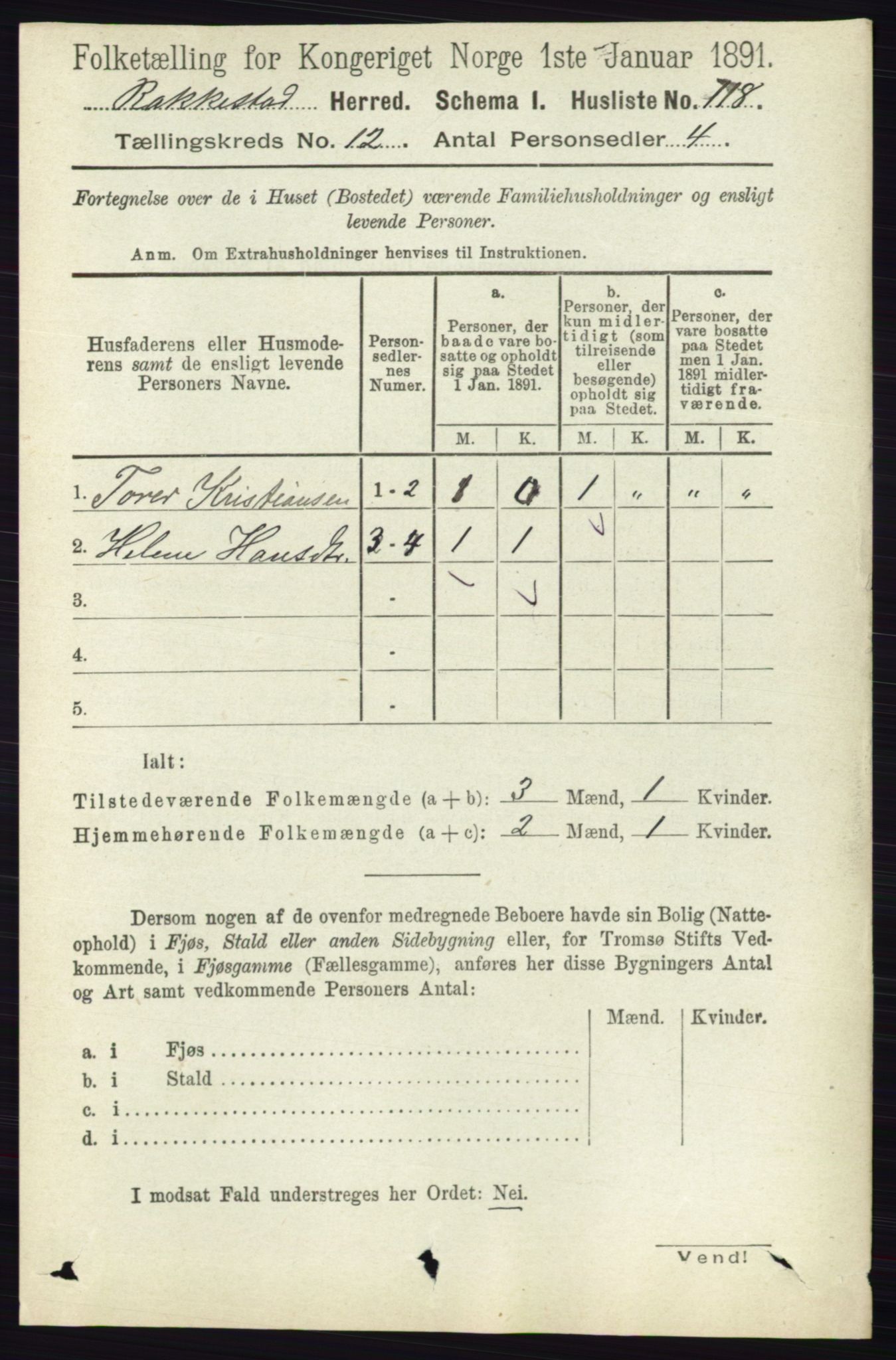 RA, 1891 census for 0128 Rakkestad, 1891, p. 5690