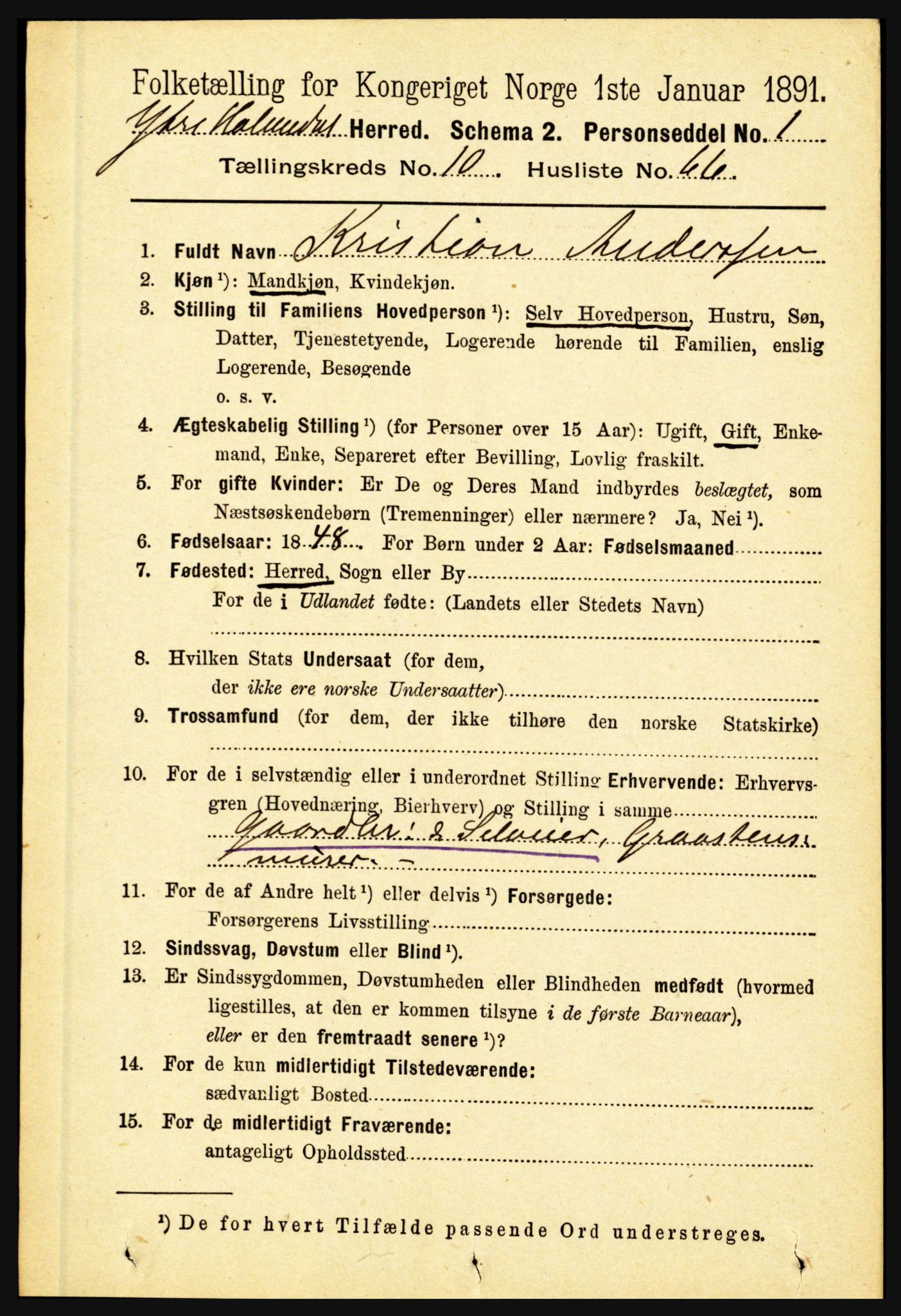 RA, 1891 census for 1429 Ytre Holmedal, 1891, p. 2720