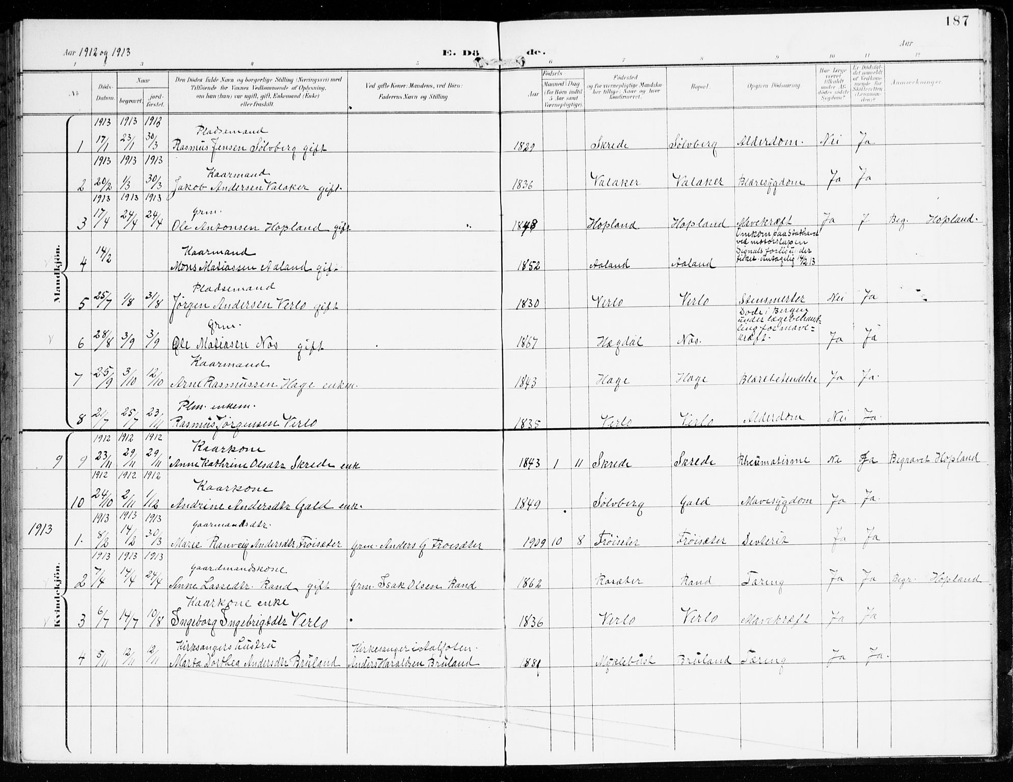 Innvik sokneprestembete, AV/SAB-A-80501: Parish register (official) no. D 2, 1900-1921, p. 187