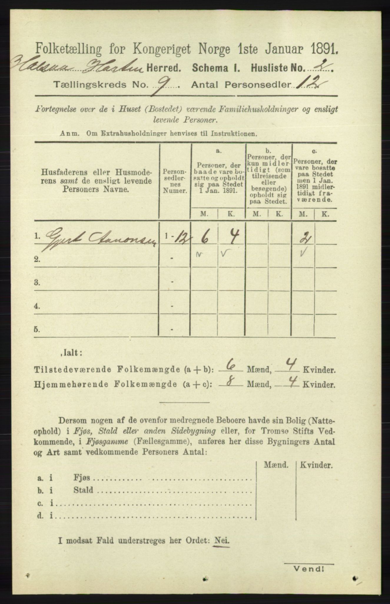 RA, 1891 census for 1019 Halse og Harkmark, 1891, p. 3578