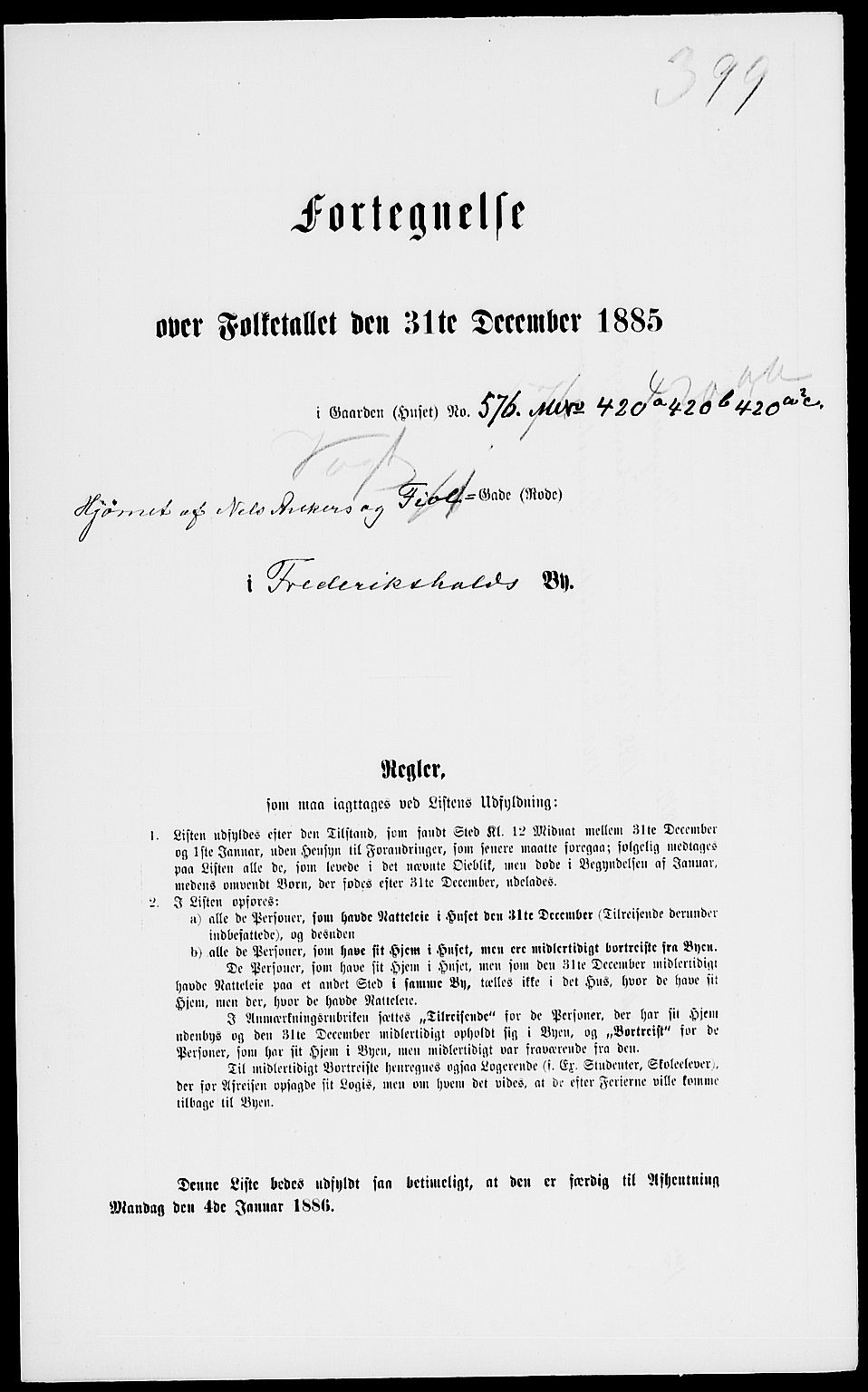 RA, 1885 census for 0101 Fredrikshald, 1885, p. 884