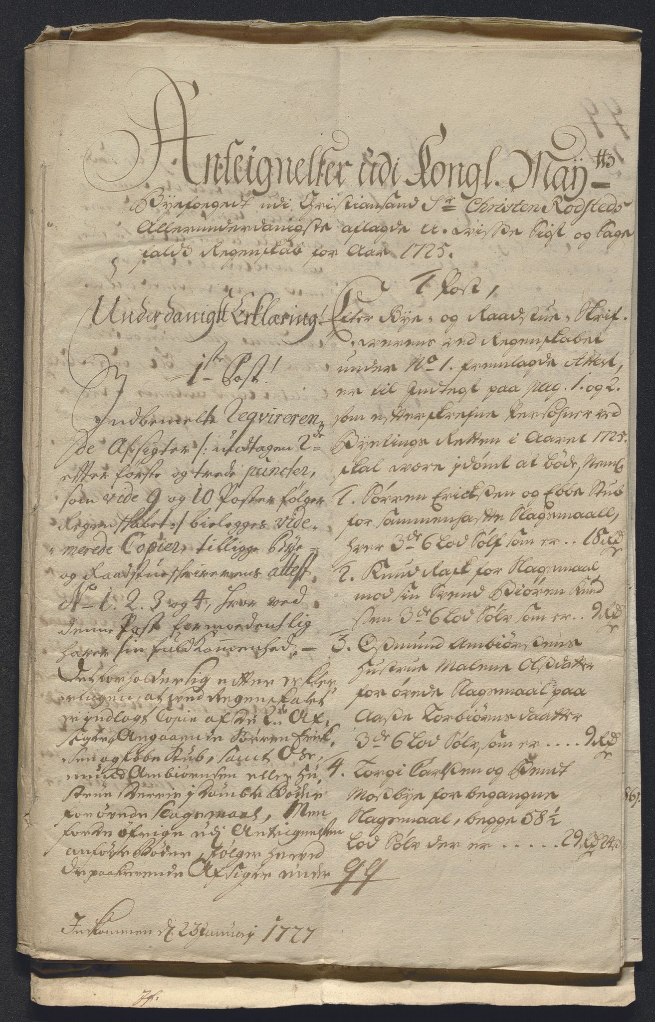 Rentekammeret inntil 1814, Reviderte regnskaper, Byregnskaper, RA/EA-4066/R/Rm/L0286: [M19] Sikt og sakefall, 1719-1727, p. 433